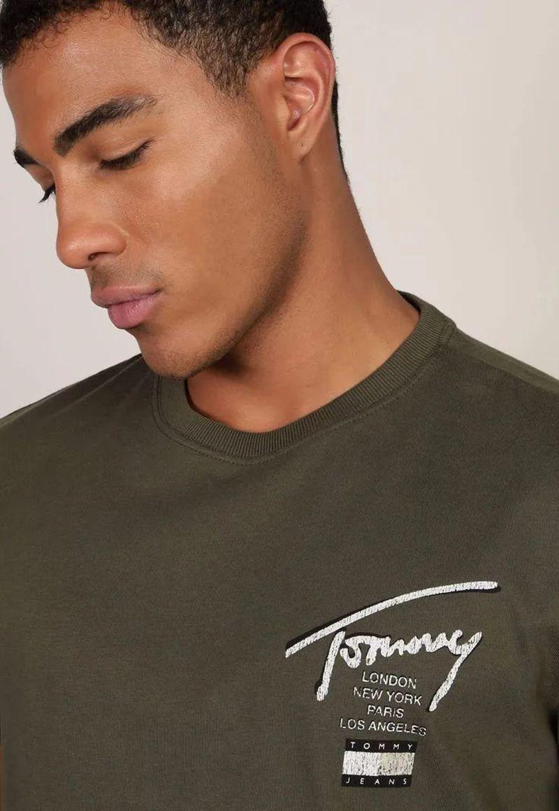 Polera Con Logo Signature Verde Tommy Jeans-3