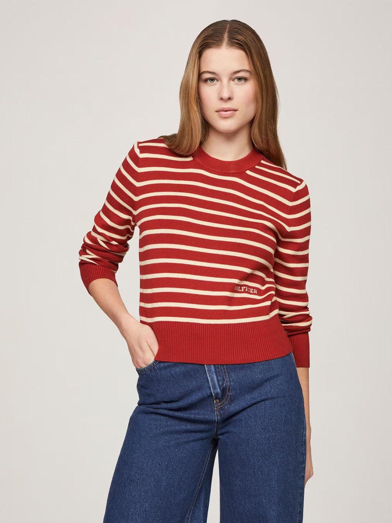 Sweater De Rayas Mini Con Logo Rojo Tommy Hilfiger-0