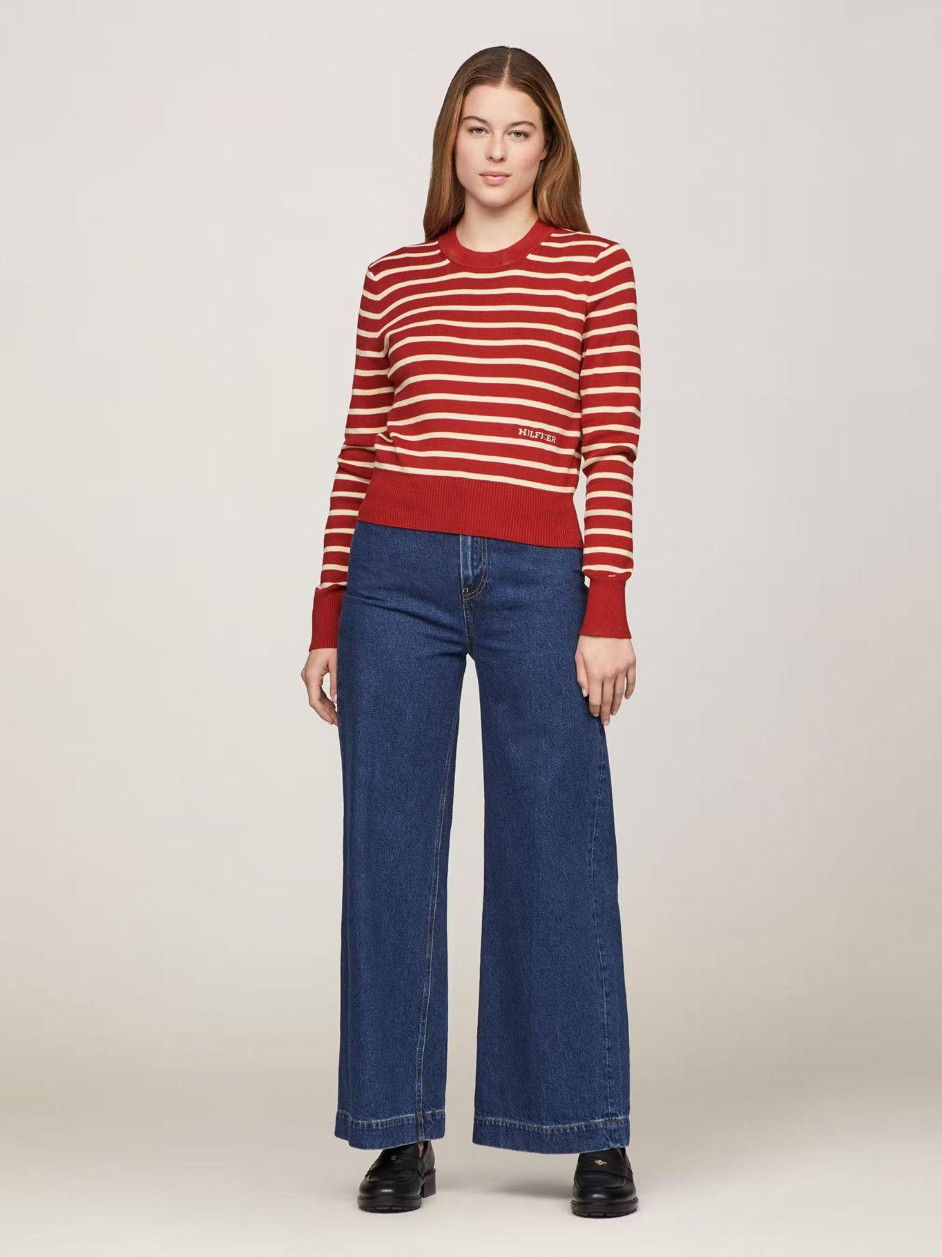 Sweater De Rayas Mini Con Logo Rojo Tommy Hilfiger-1