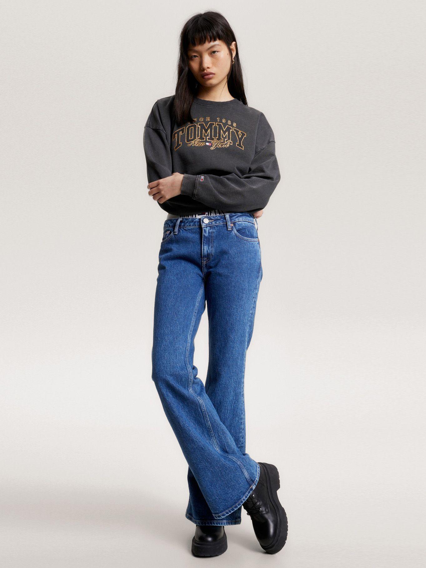 Polerón College Cropped Negro Tommy Jeans-1
