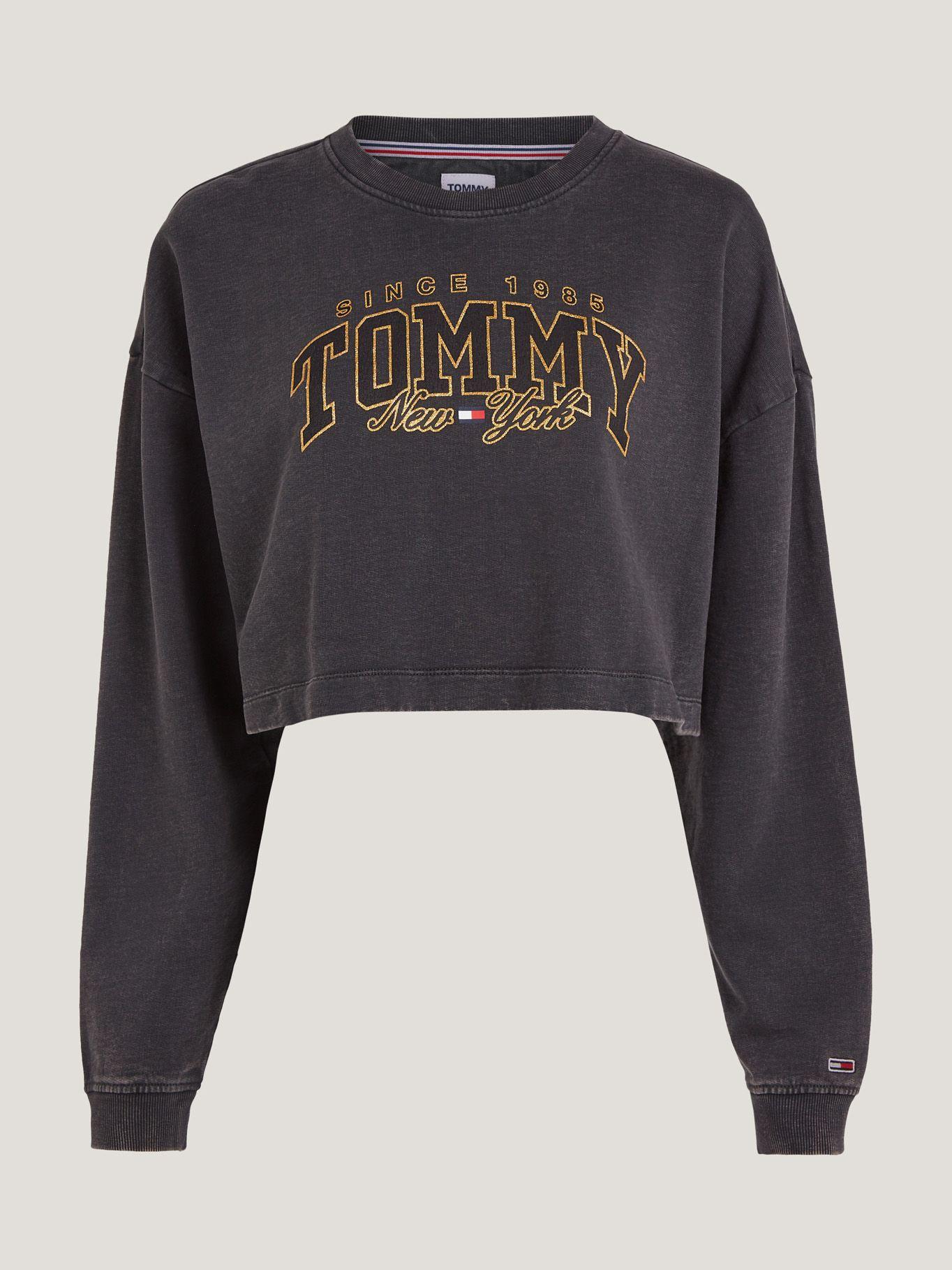 Polerón College Cropped Negro Tommy Jeans-4