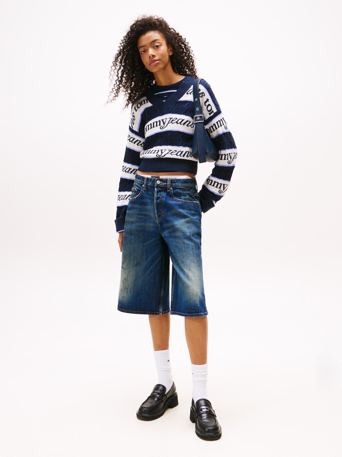 Sweater Stripe Logo Azul Tommy Jeans-1