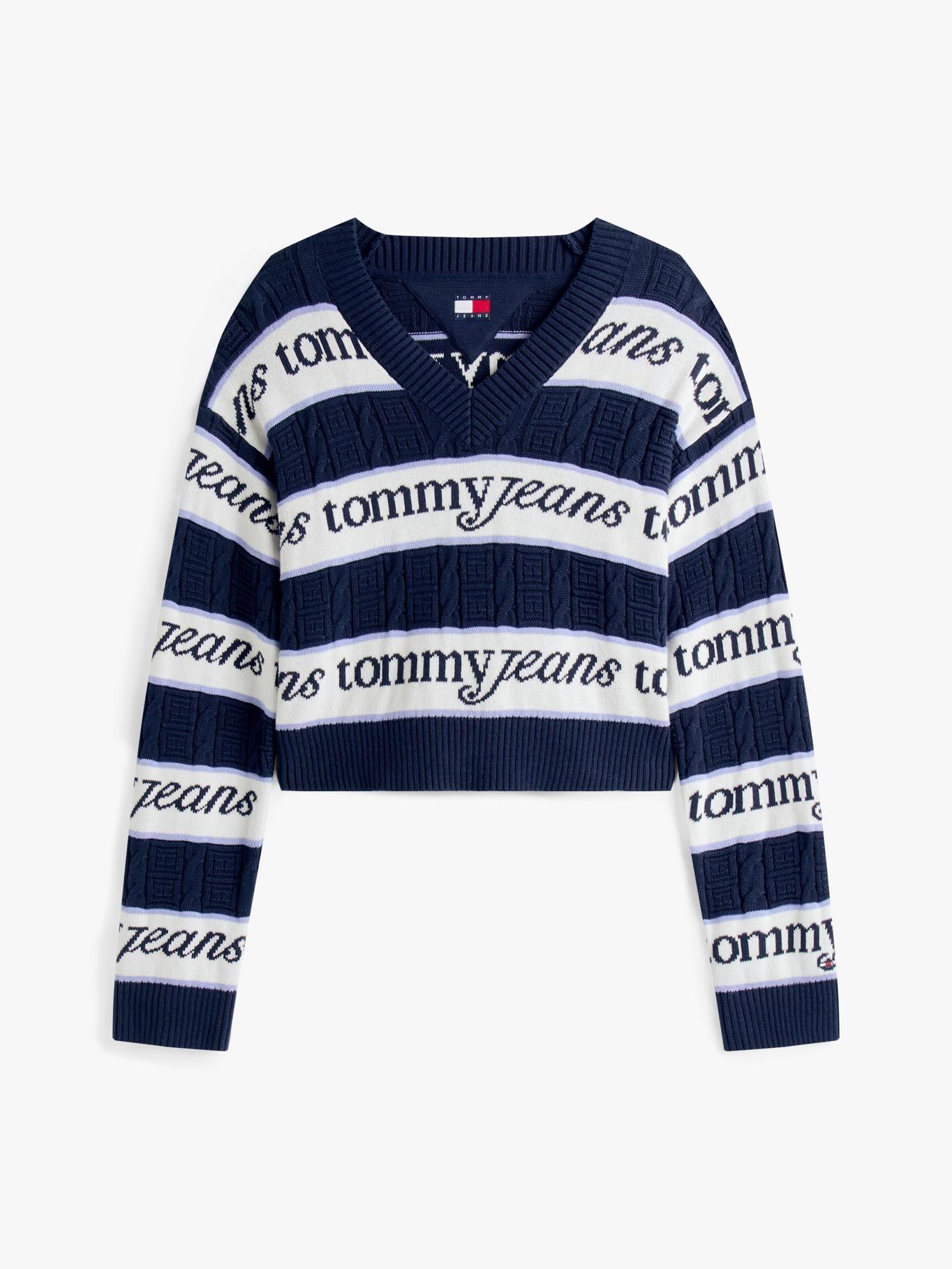 Sweater Stripe Logo Azul Tommy Jeans-4