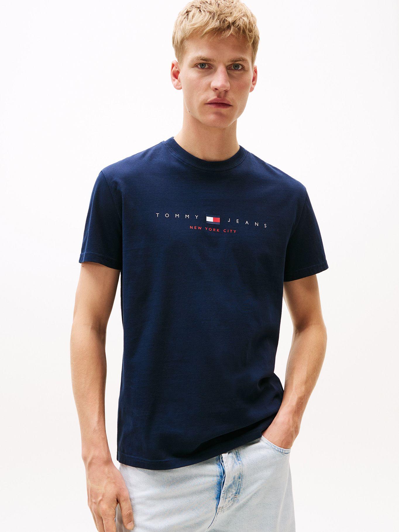 Polera Flag Linear Logo Azul C1G Tommy Jeans-0