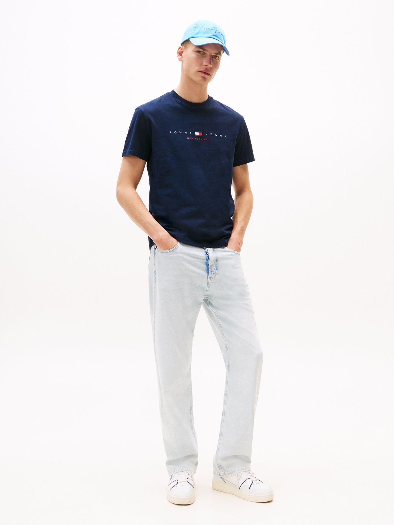 Polera Flag Linear Logo Azul C1G Tommy Jeans-1
