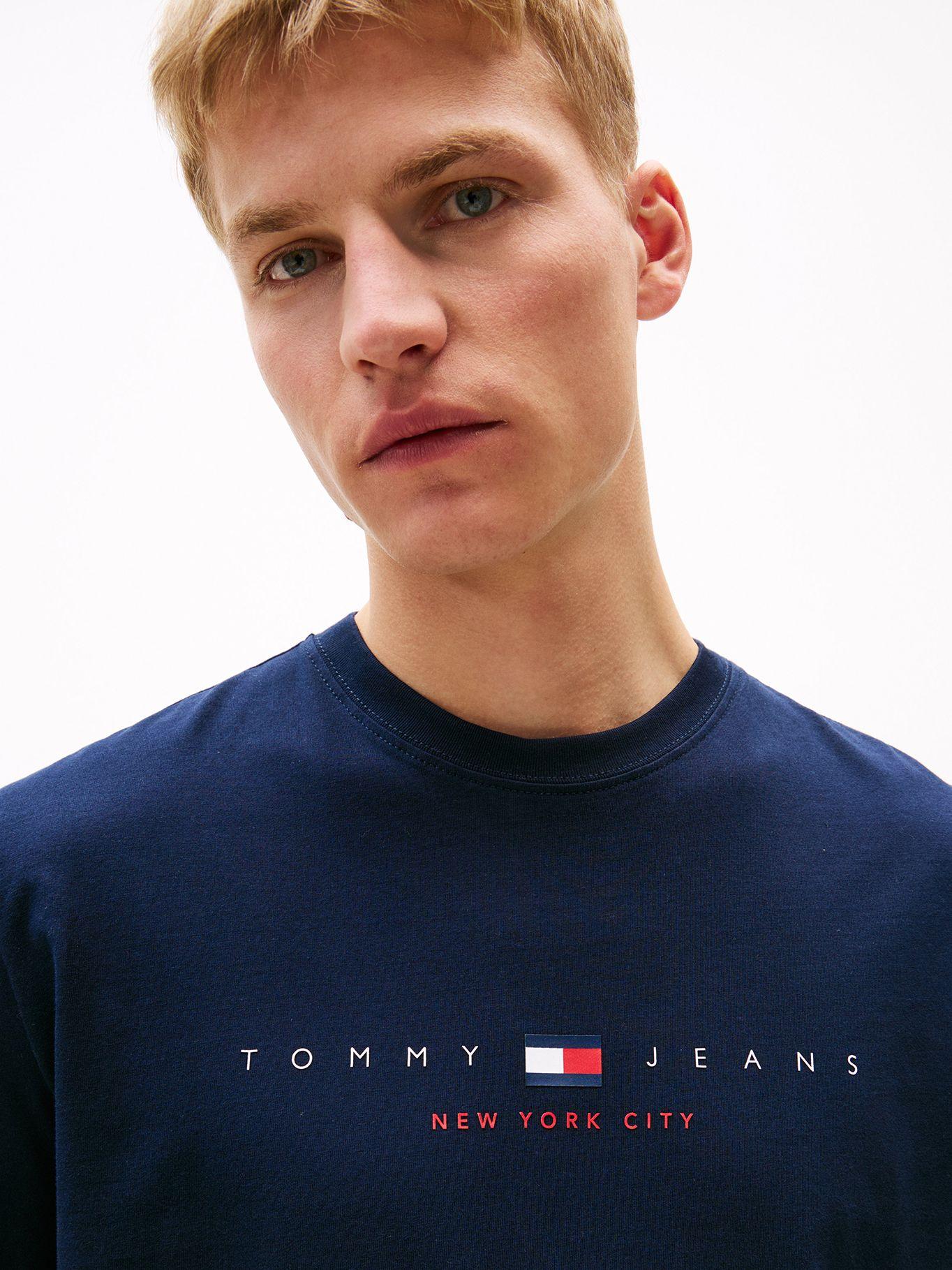 Polera Flag Linear Logo Azul C1G Tommy Jeans-3