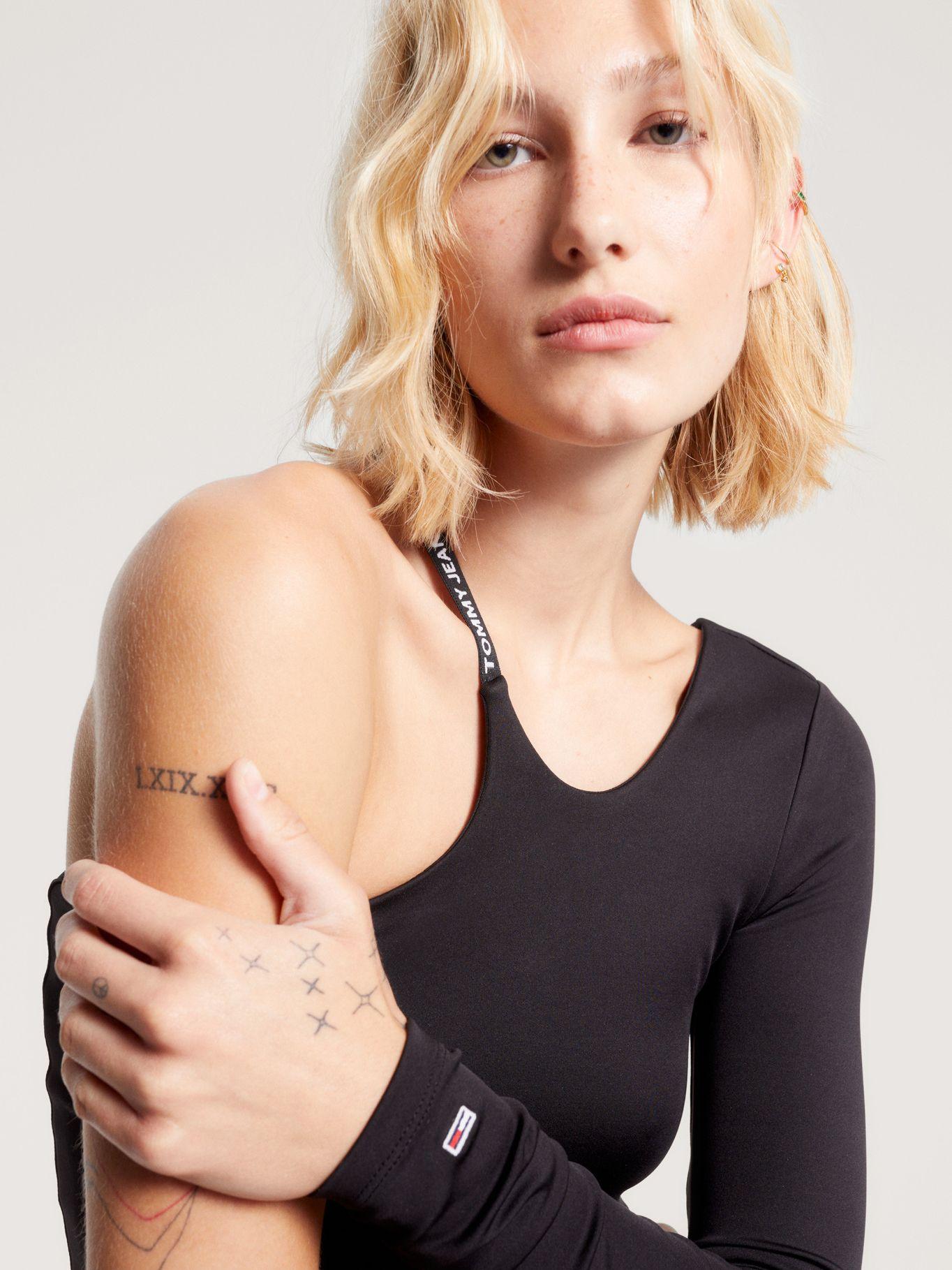 Vestido Ajustado Asimétrico Negro Tommy Jeans-3