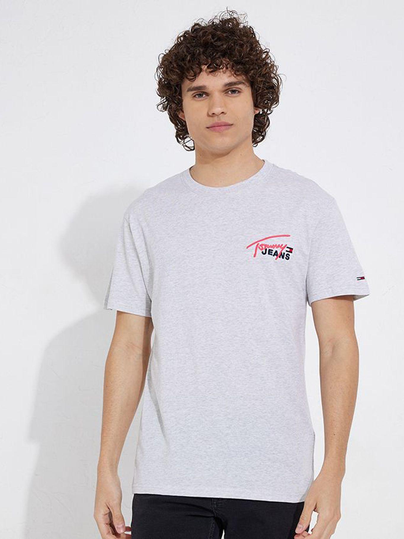 Polera Classic Graphic Signature Gris Tommy Jeans-0
