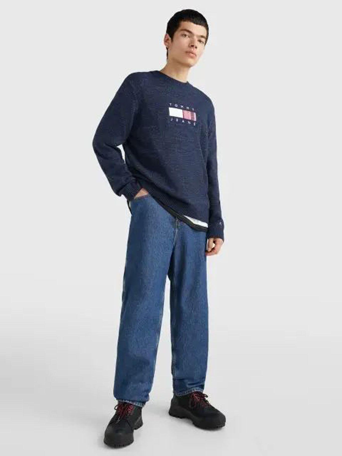 Sweater Relaxed Flag Tartan Azul Tommy Jeans-1