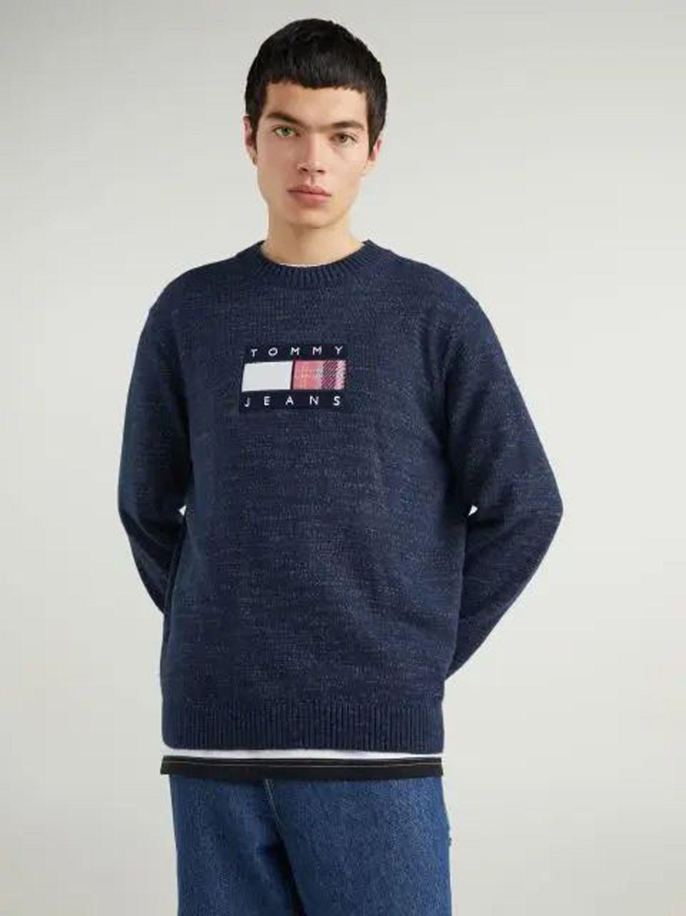 Sweater Relaxed Flag Tartan Azul Tommy Jeans-0