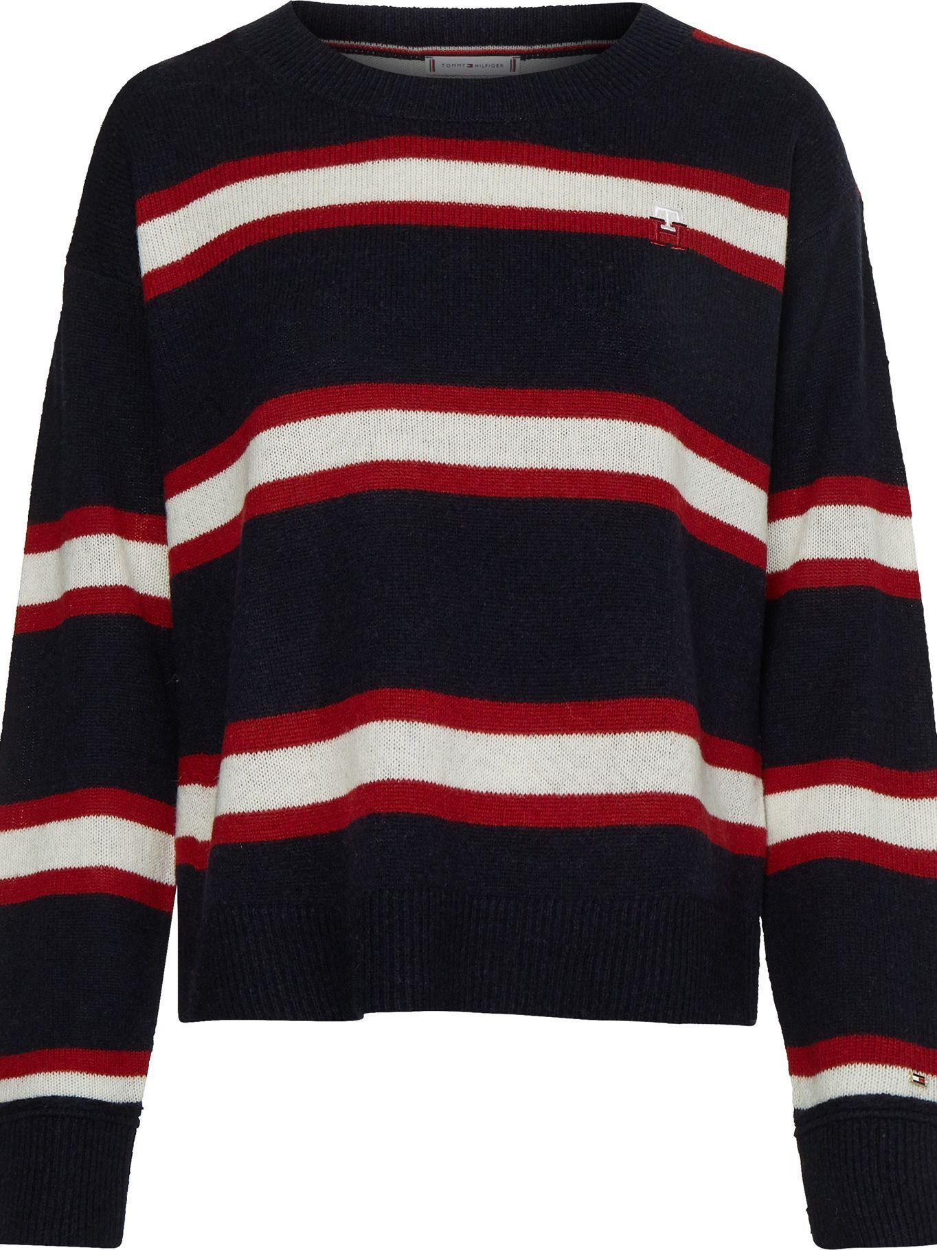 Sweater De Lana Stripe Logo Azul Tommy Hilfiger-4