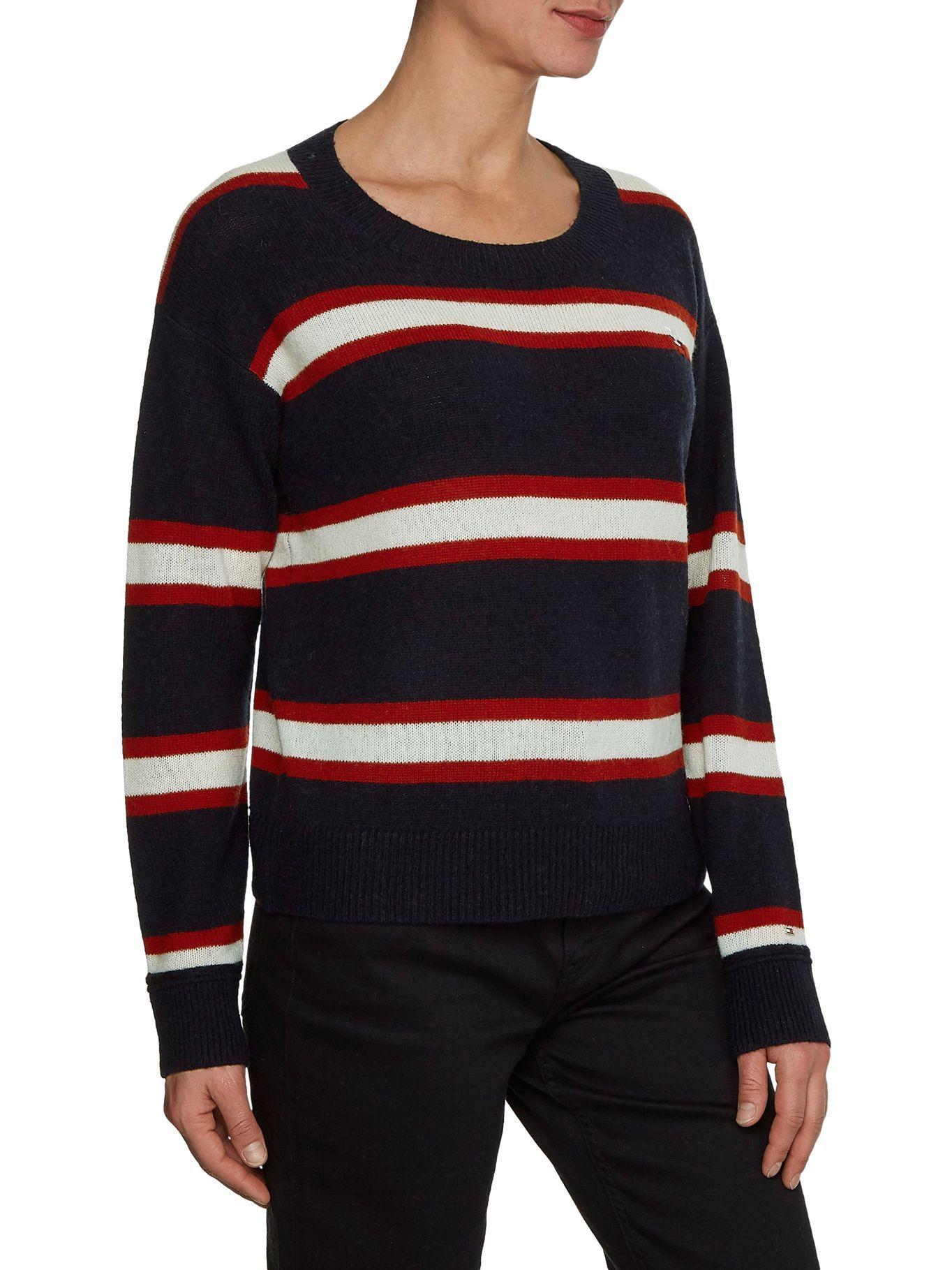 Sweater De Lana Stripe Logo Azul Tommy Hilfiger-2