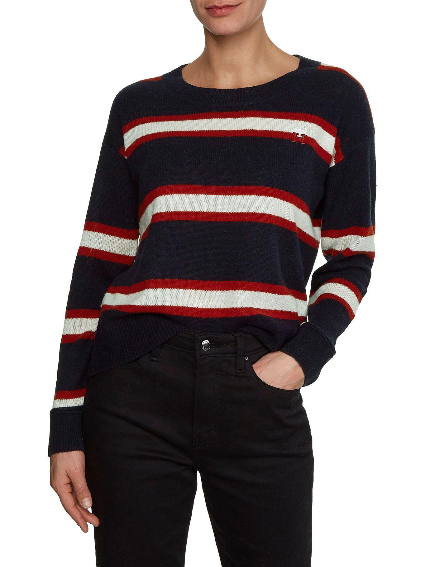 Sweater De Lana Stripe Logo Azul Tommy Hilfiger-0