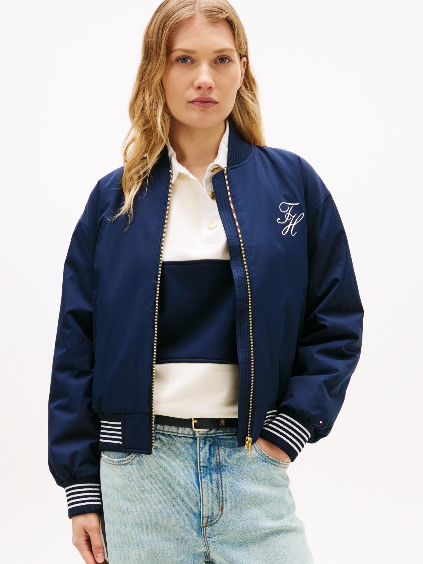 Chaqueta Bomber Con Logo Script Tommy Hilfiger Azul-0