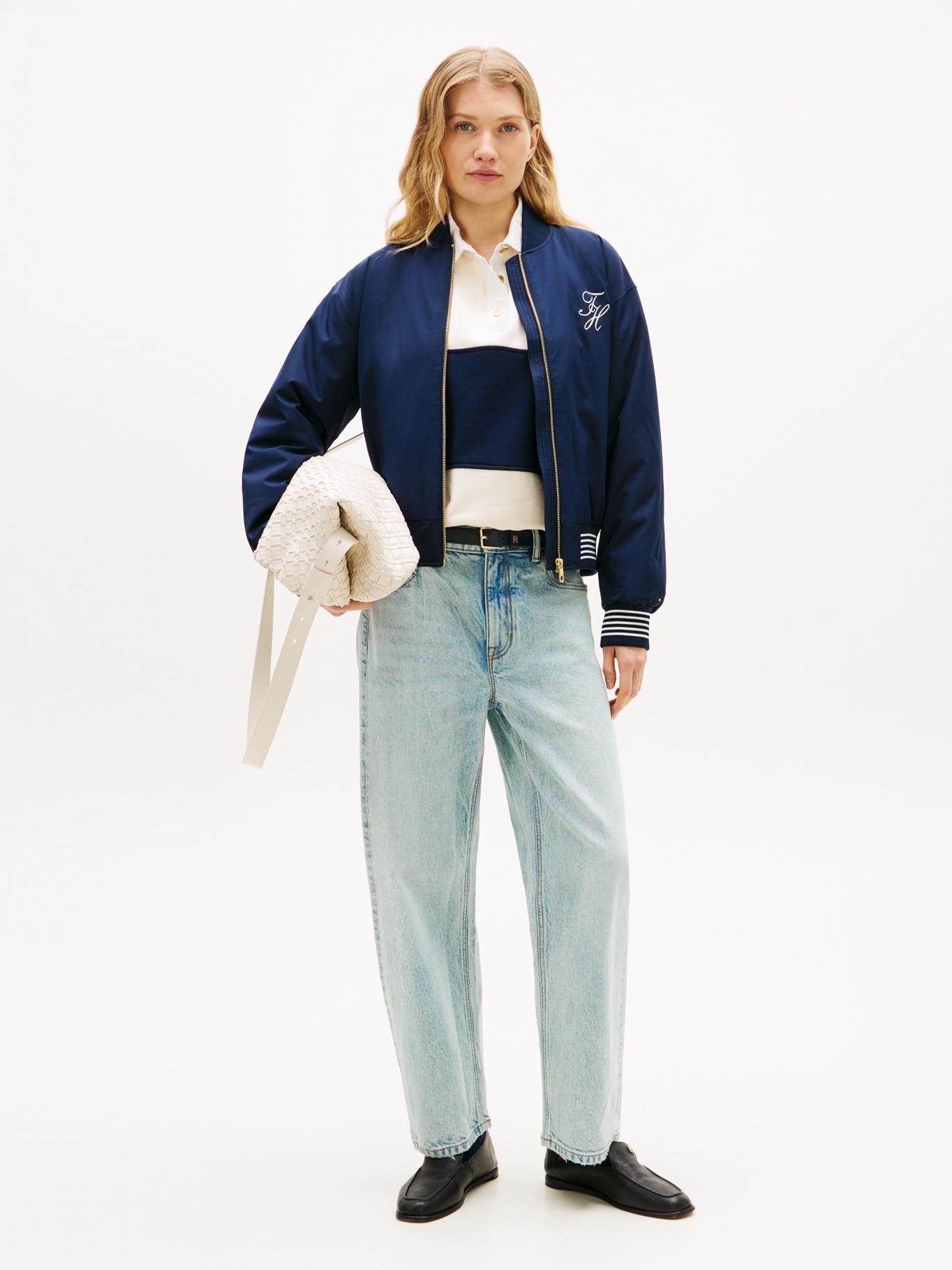 Chaqueta Bomber Con Logo Script Tommy Hilfiger Azul-1