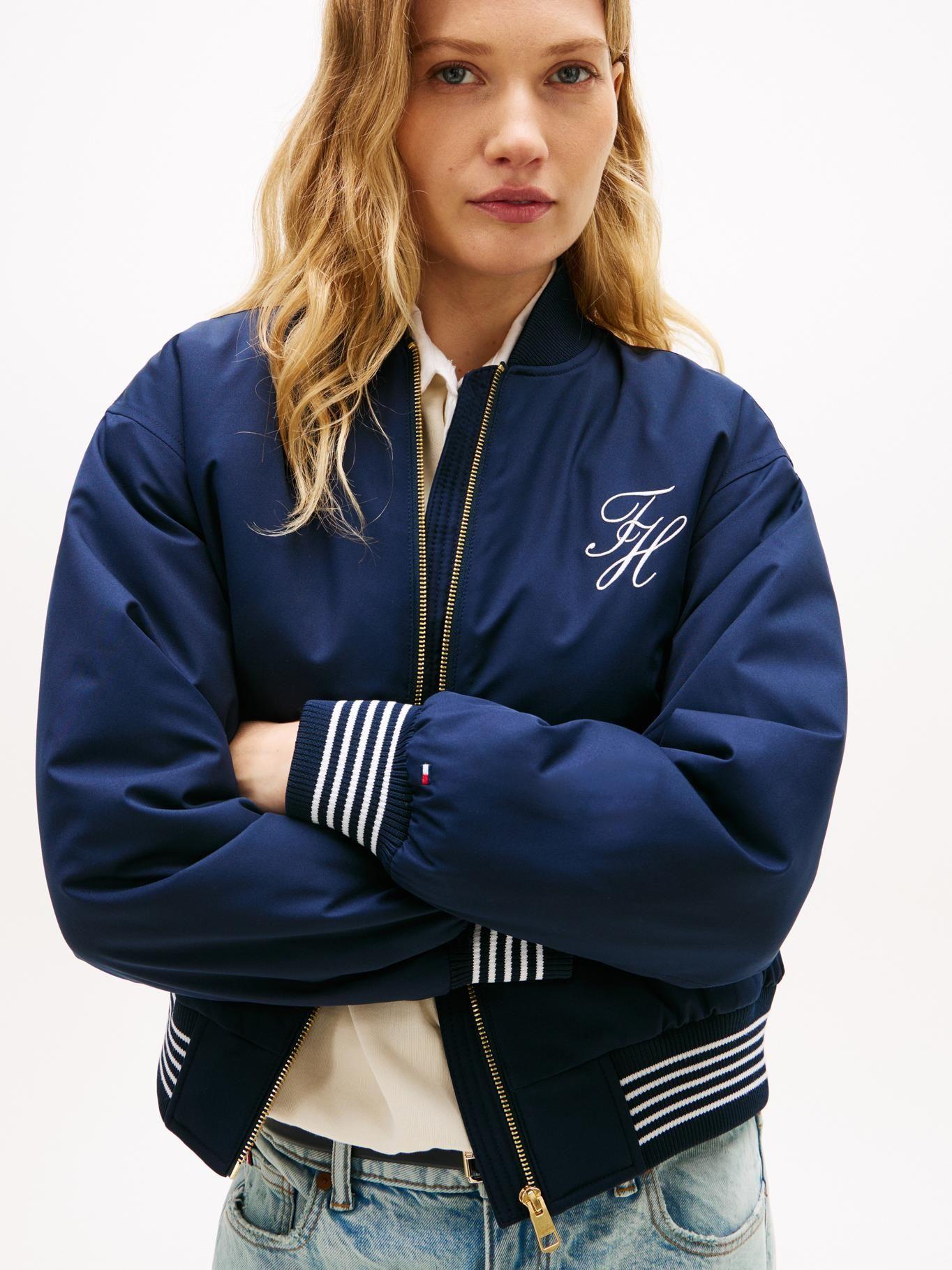 Chaqueta Bomber Con Logo Script Tommy Hilfiger Azul-3