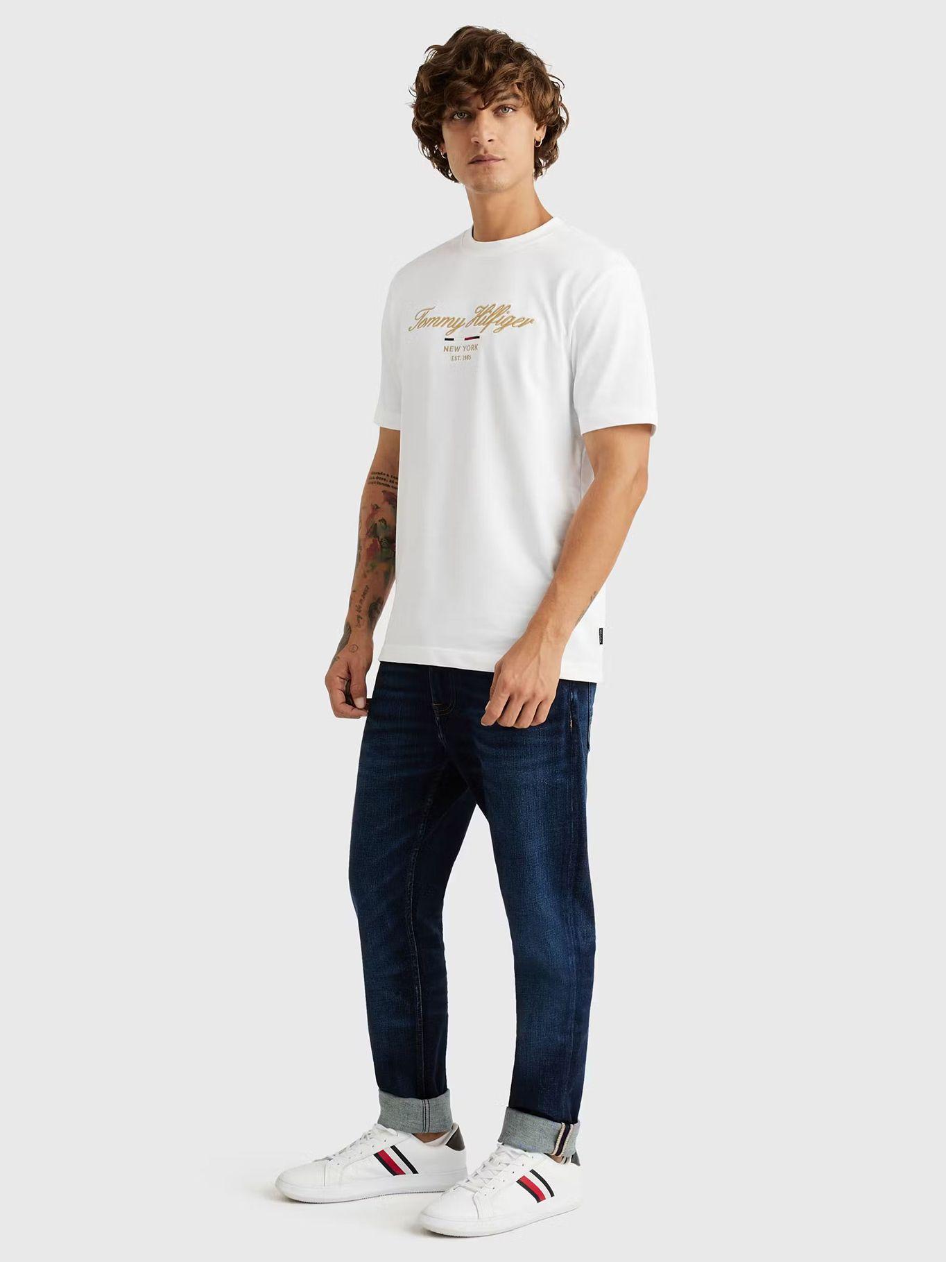 Polera Icon Script Gold Logo Blanco Tommy Hilfiger-1