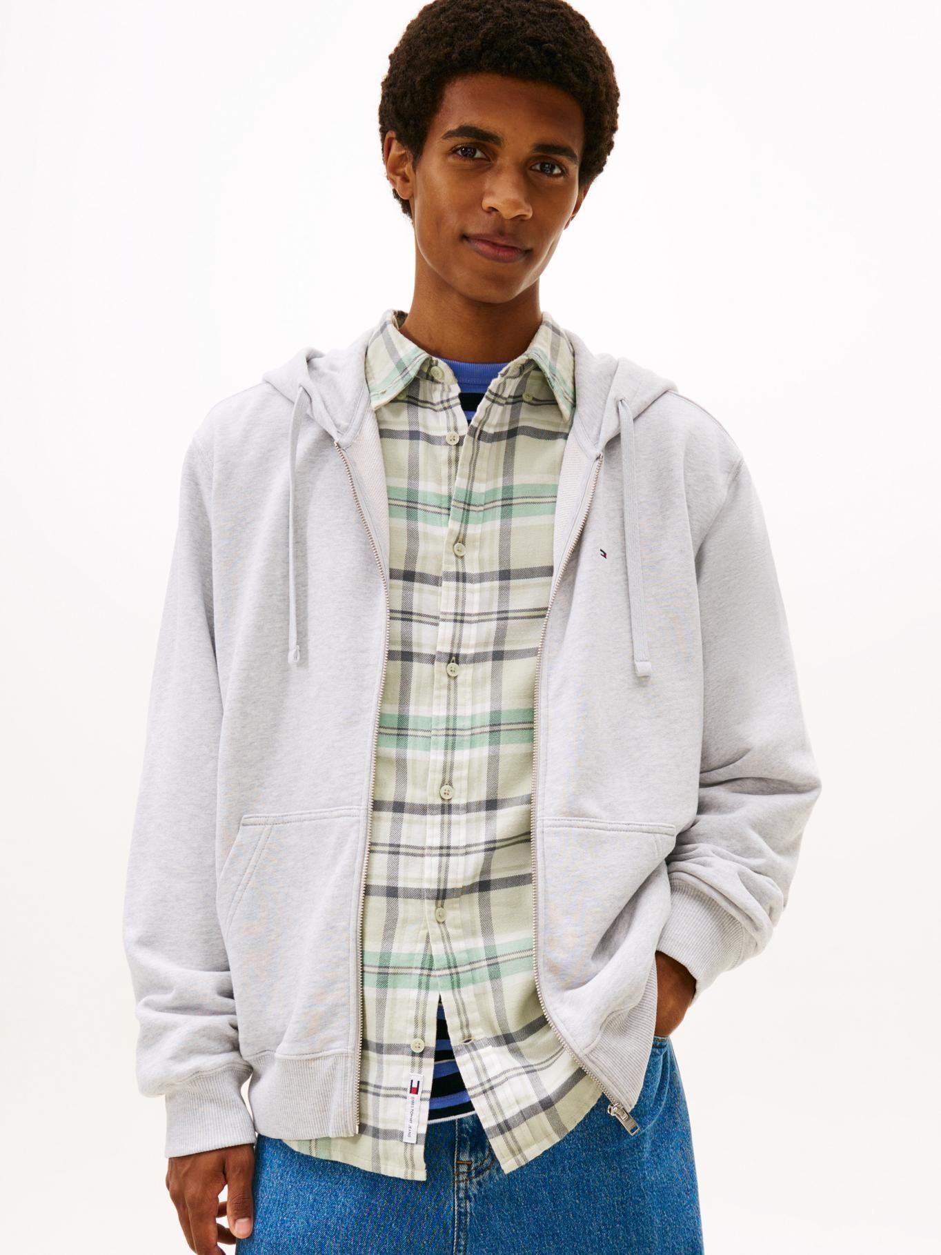 Polerón Hoodie Relaxed Fit Con Cierre Tommy Jeans Gris-0