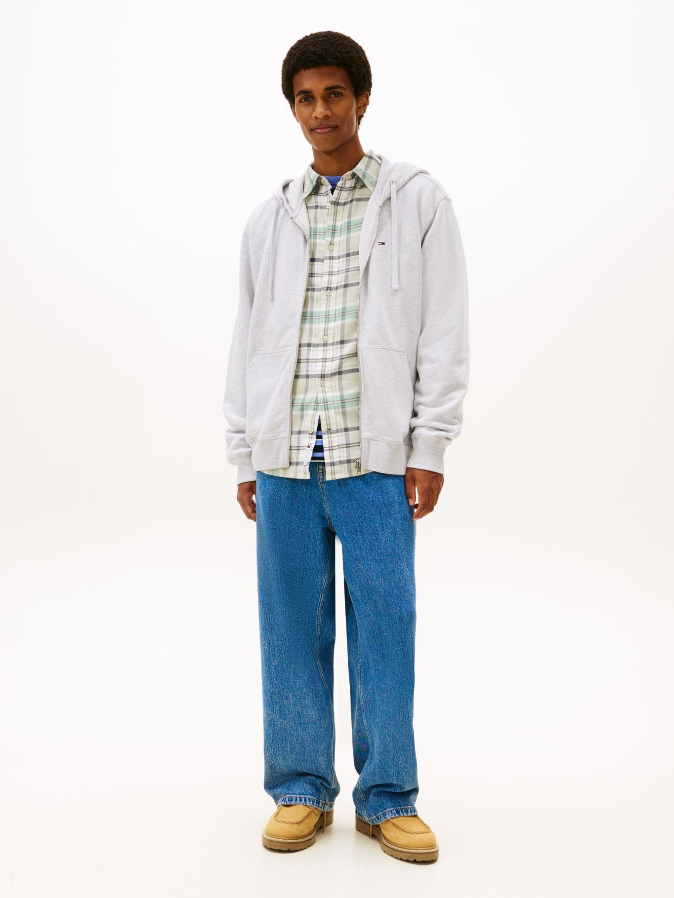 Polerón Hoodie Relaxed Fit Con Cierre Tommy Jeans Gris-1