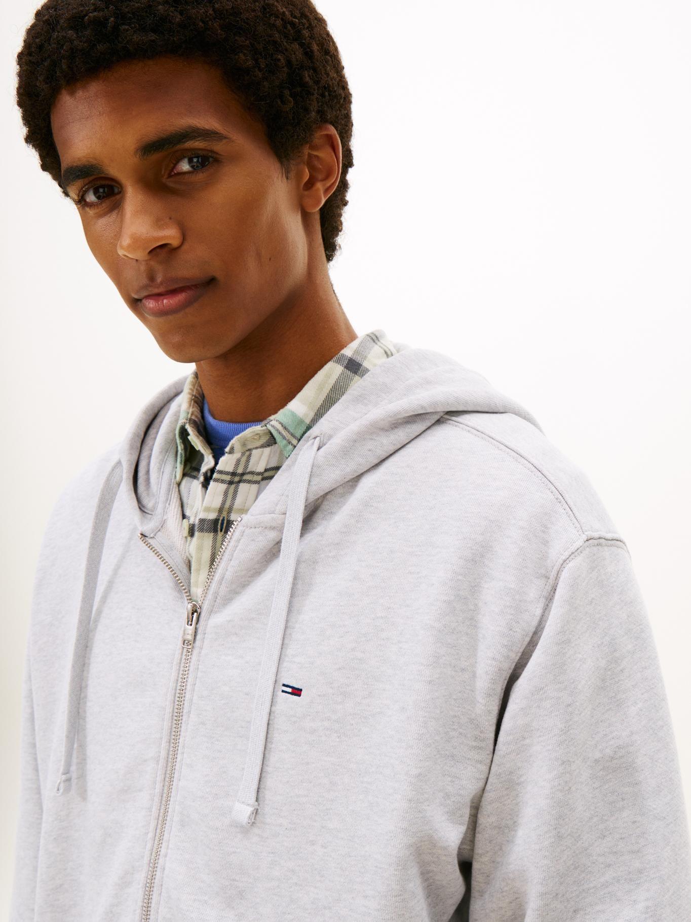 Polerón Hoodie Relaxed Fit Con Cierre Tommy Jeans Gris-3