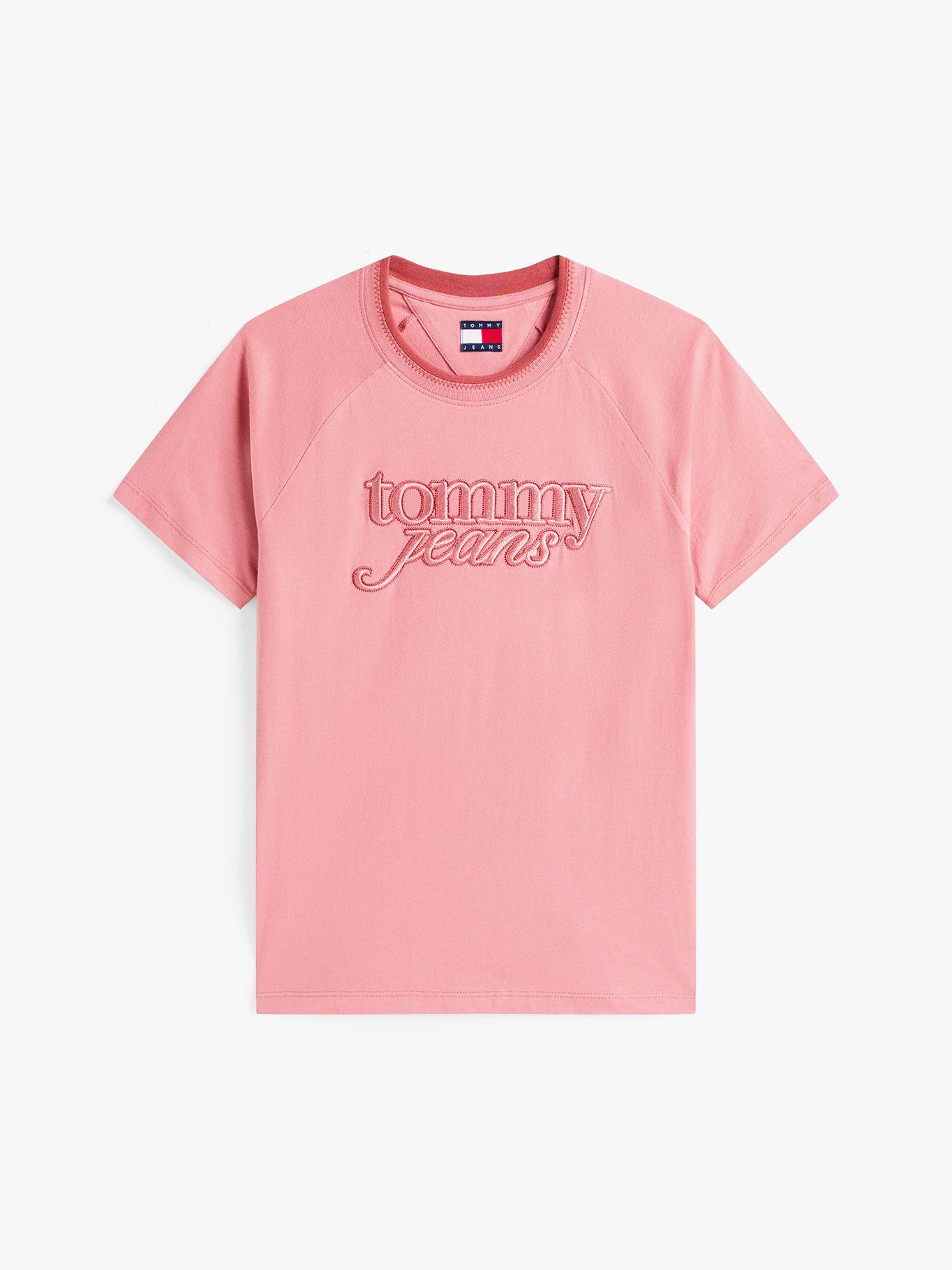 Polera  Logo Script Regular Fit Rosado TI0 Tommy Jeans-4