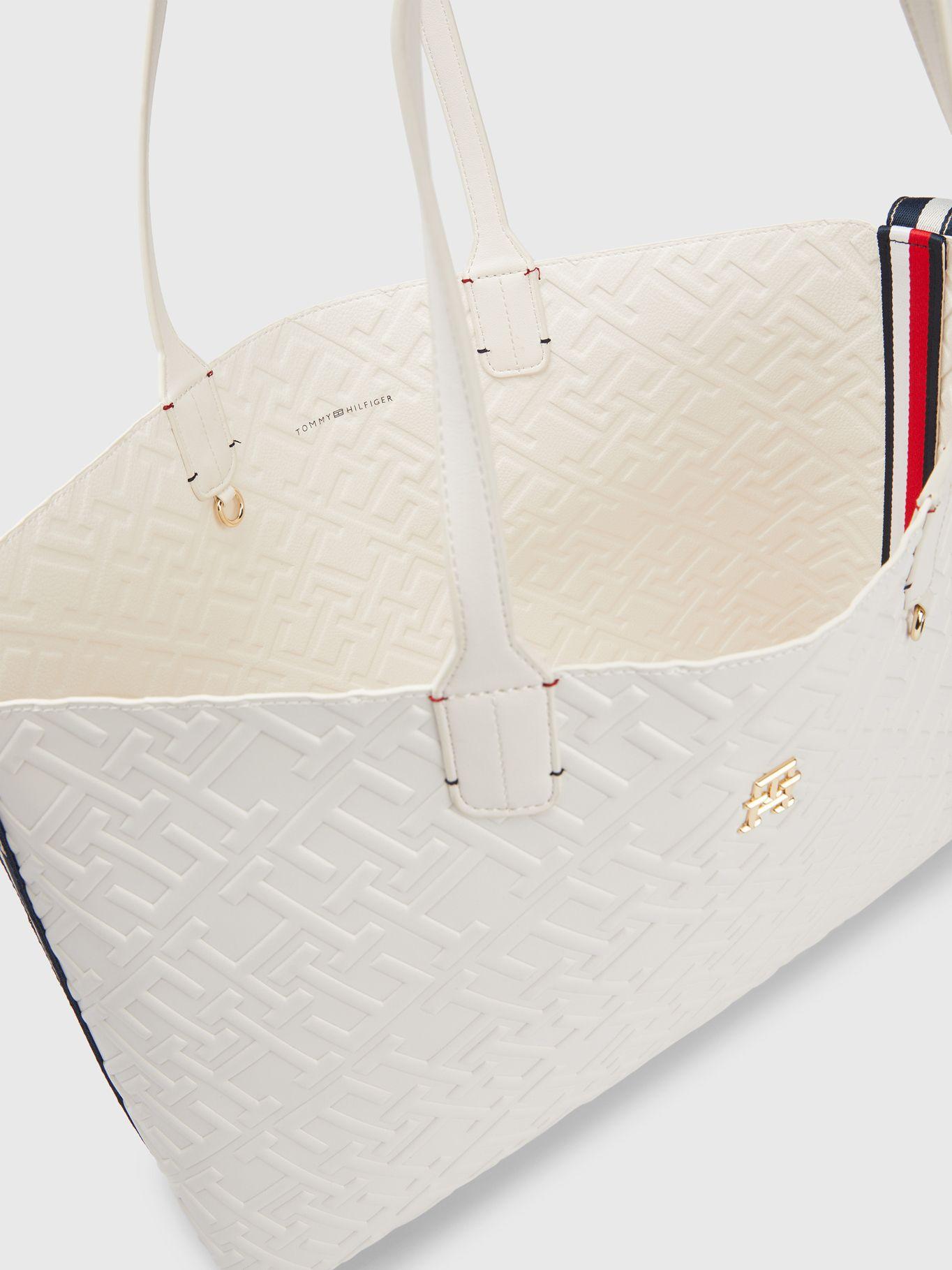Tote Iconic Monogram En Relieve Blanco Tommy Hilfiger-3
