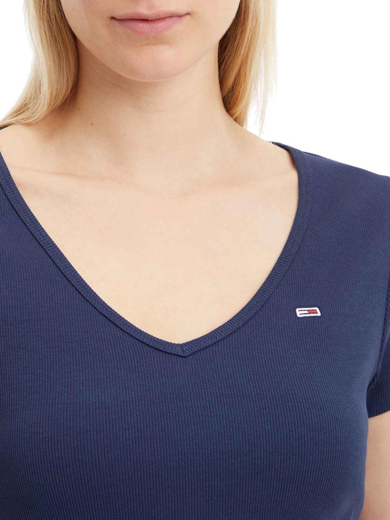 Polera Essential Crop V-Neck Azul Tommy Jeans-2