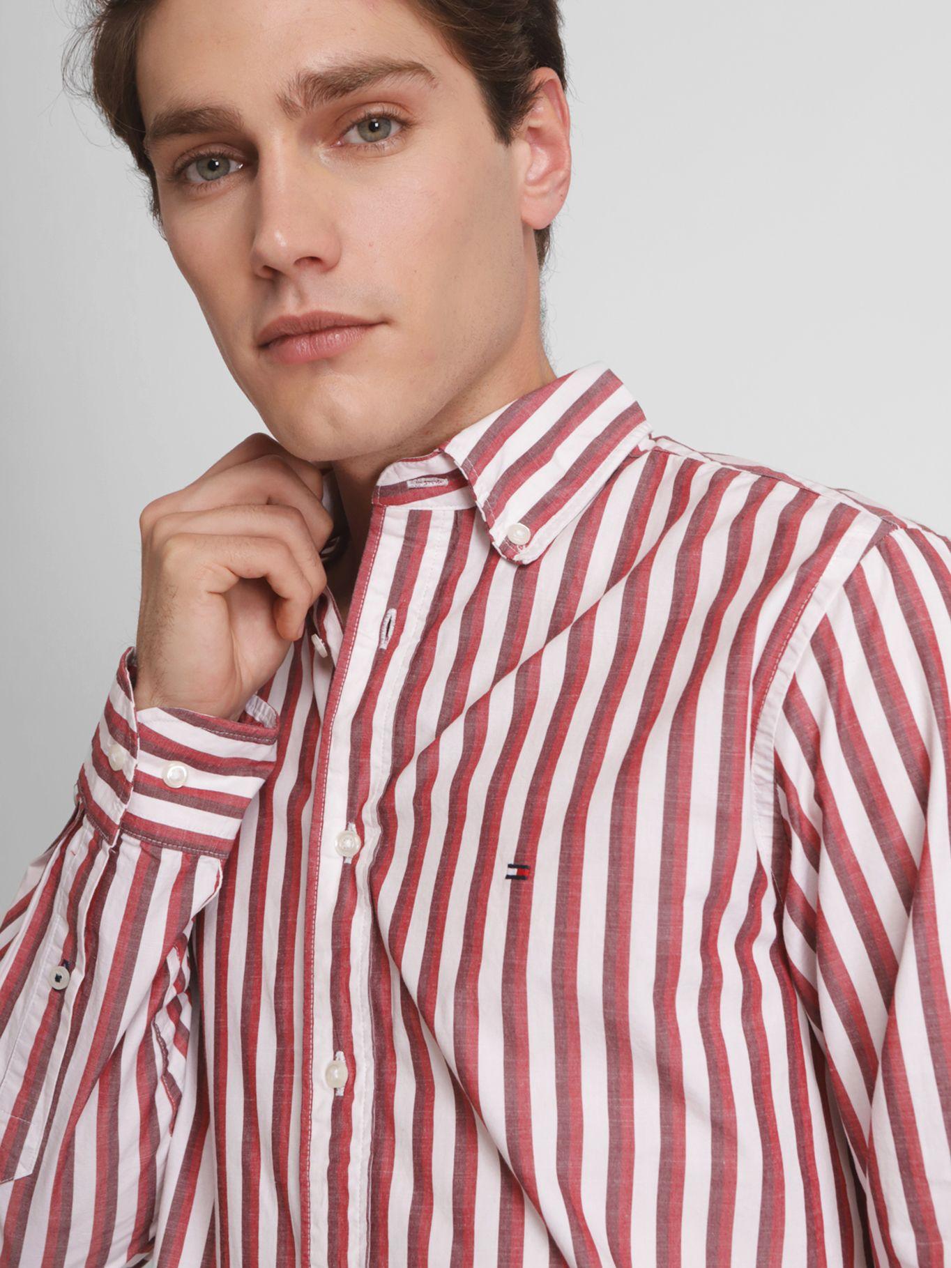 Camisa A Rayas Con Logo Rojo Tommy Hilfiger-3