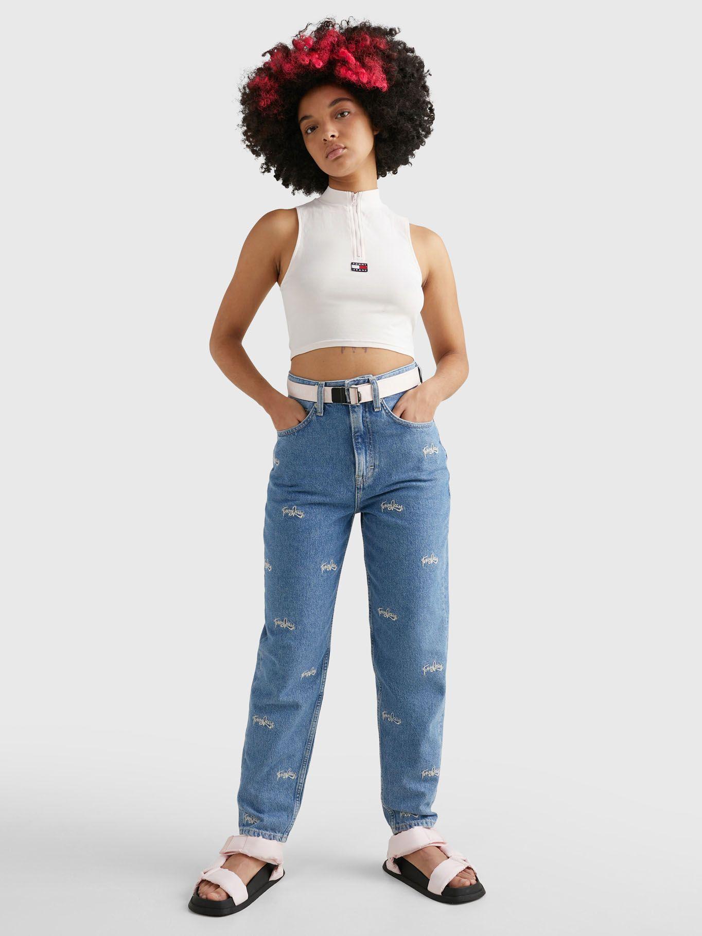 Polera Sin Mangas Cropped Rosado Tommy Jeans-1