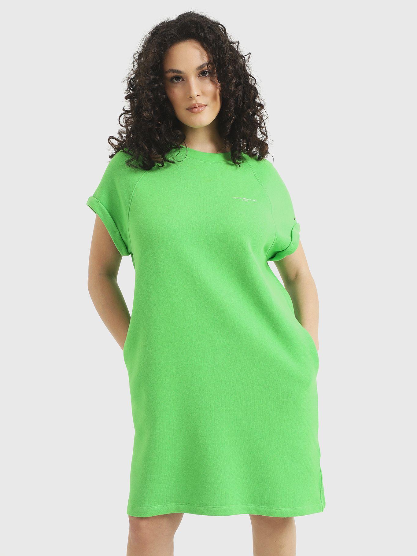 Vestido Curve Solid Con Logo Verde Tommy Hilfiger-0