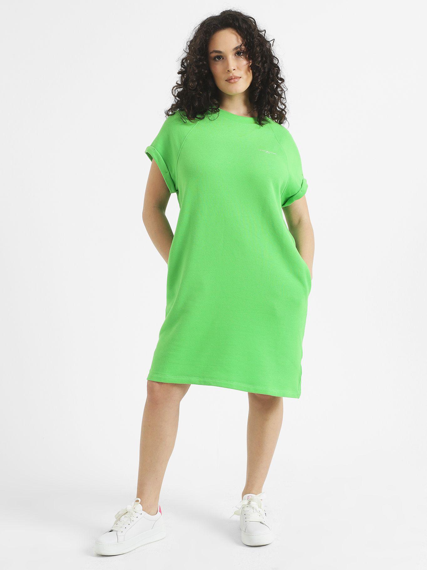 Vestido Curve Solid Con Logo Verde Tommy Hilfiger-1