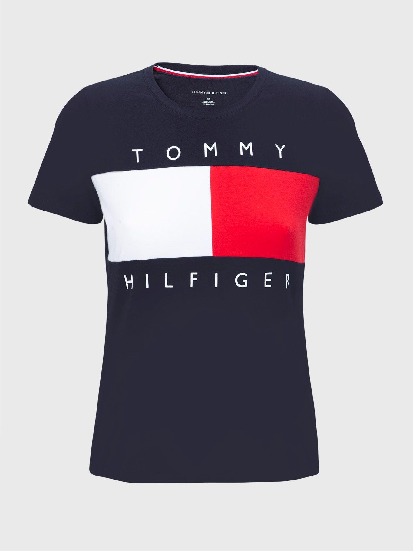 Polera Logo Flag Azul Tommy Hilfiger MY2-0
