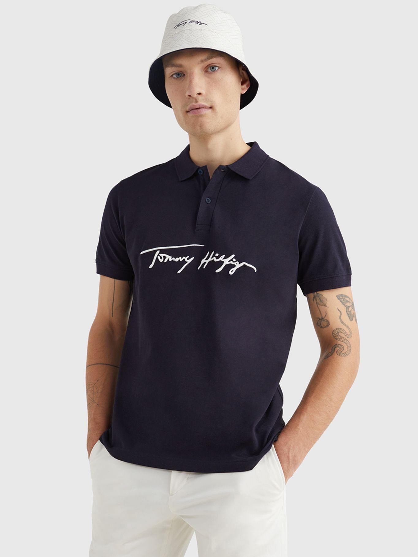 Polo Signature Logo Regular Fit Azul Tommy Hilfiger-3