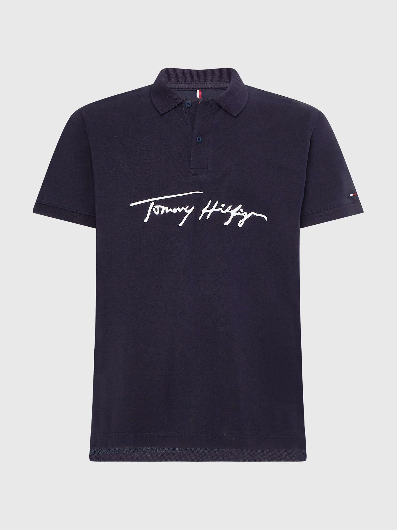 Polo Signature Logo Regular Fit Azul Tommy Hilfiger-4
