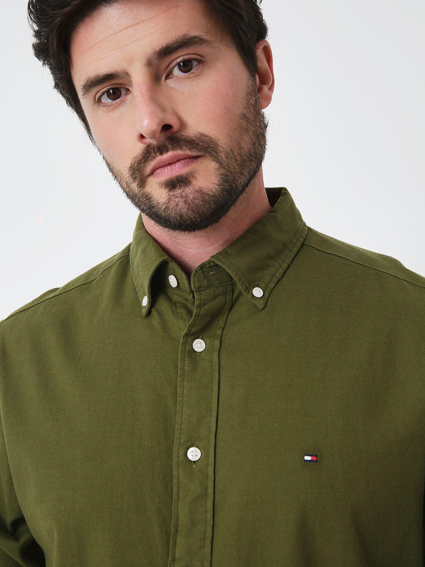 Camisa Solid Regular Fit Verde Tommy Hilfiger-3