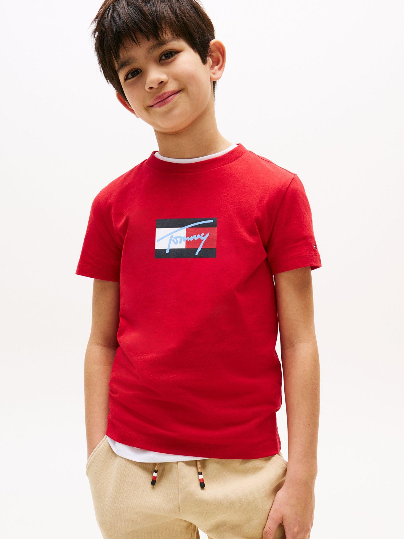 Polera Script Flag Logo Rojo Tommy Hilfiger-0