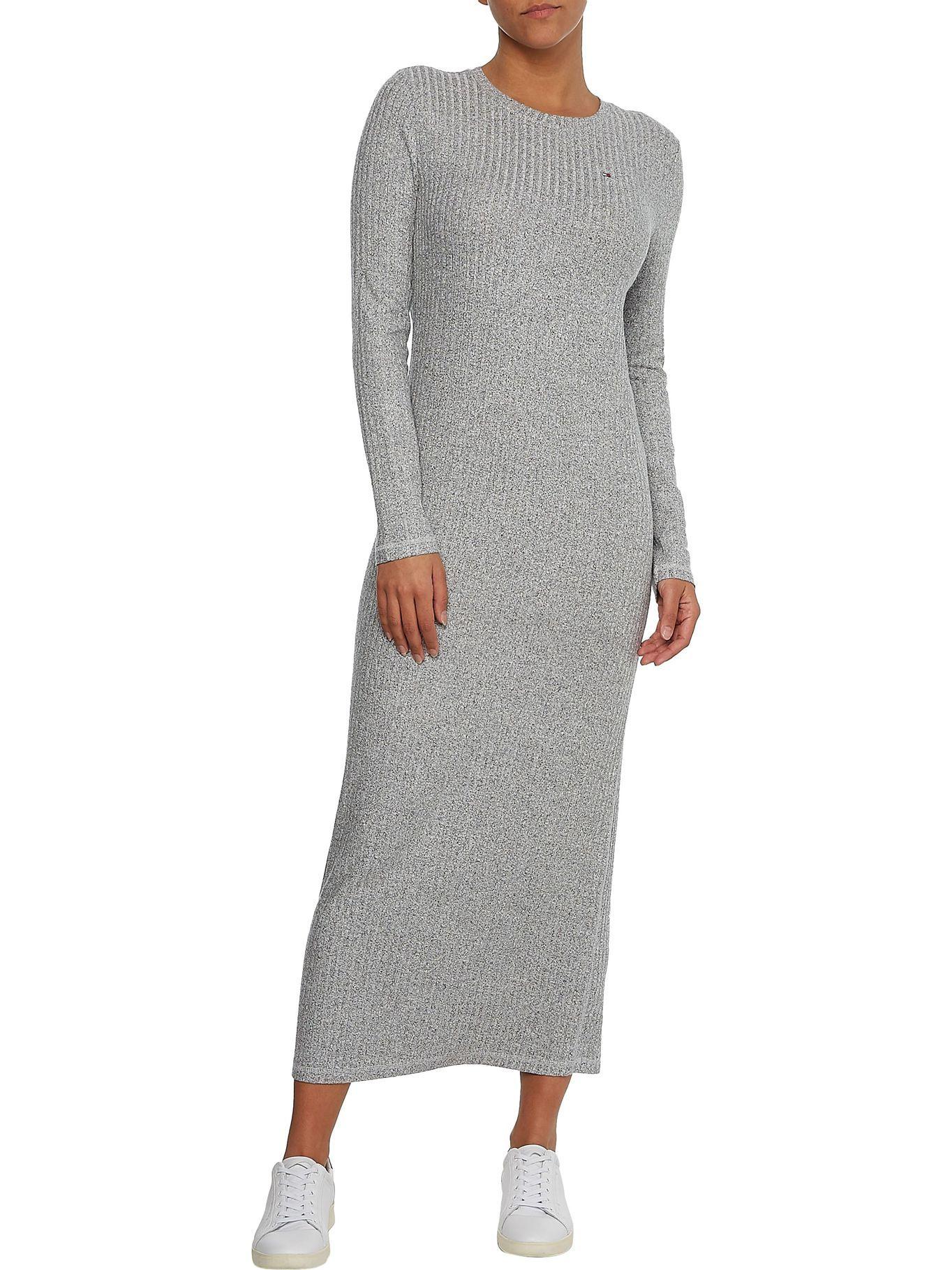 Vestido Midi Slim Gris Tommy Hilfiger F2-0
