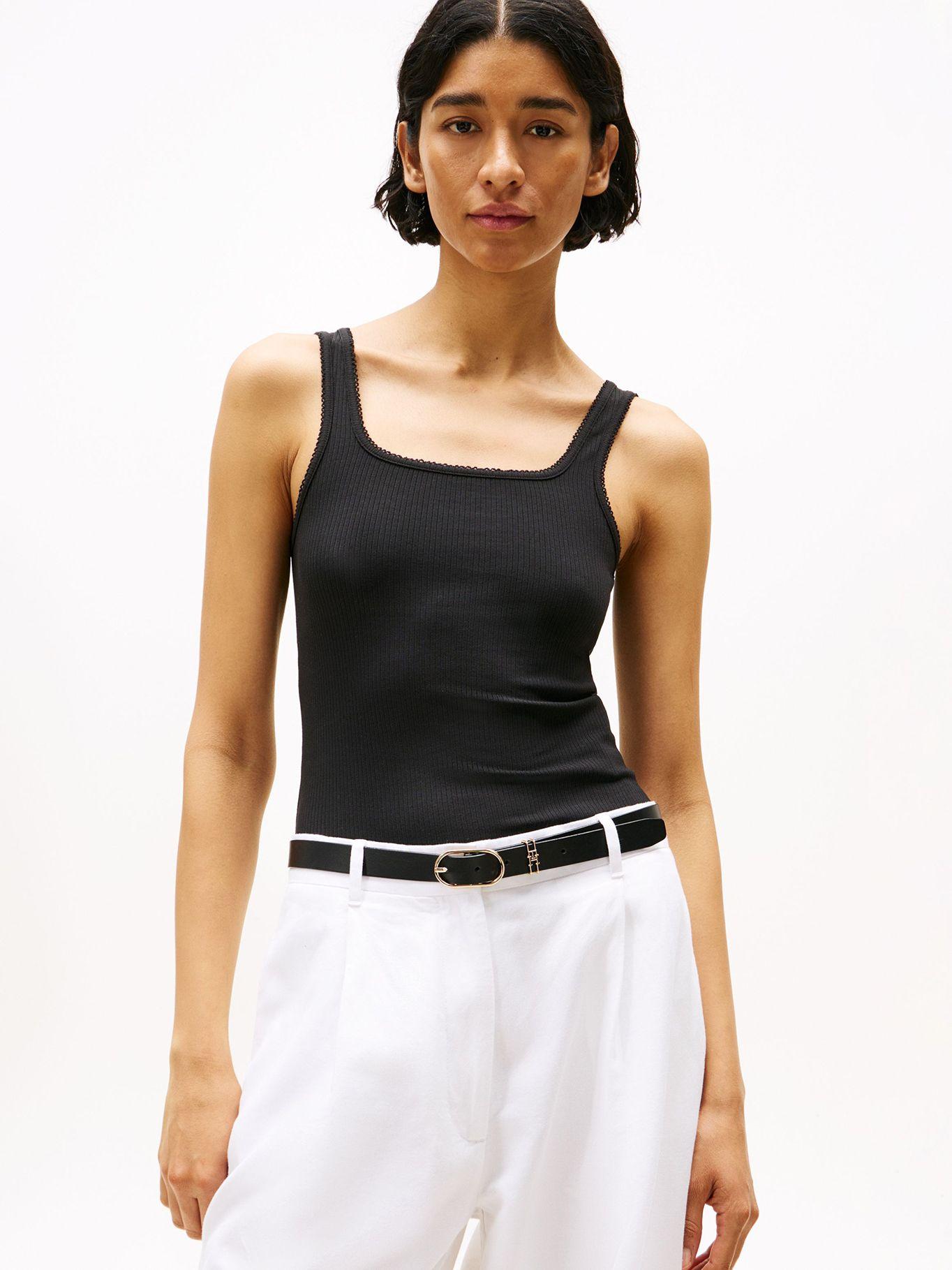 Polera Acanalada Solid Negro BDS Tommy Hilfiger-0