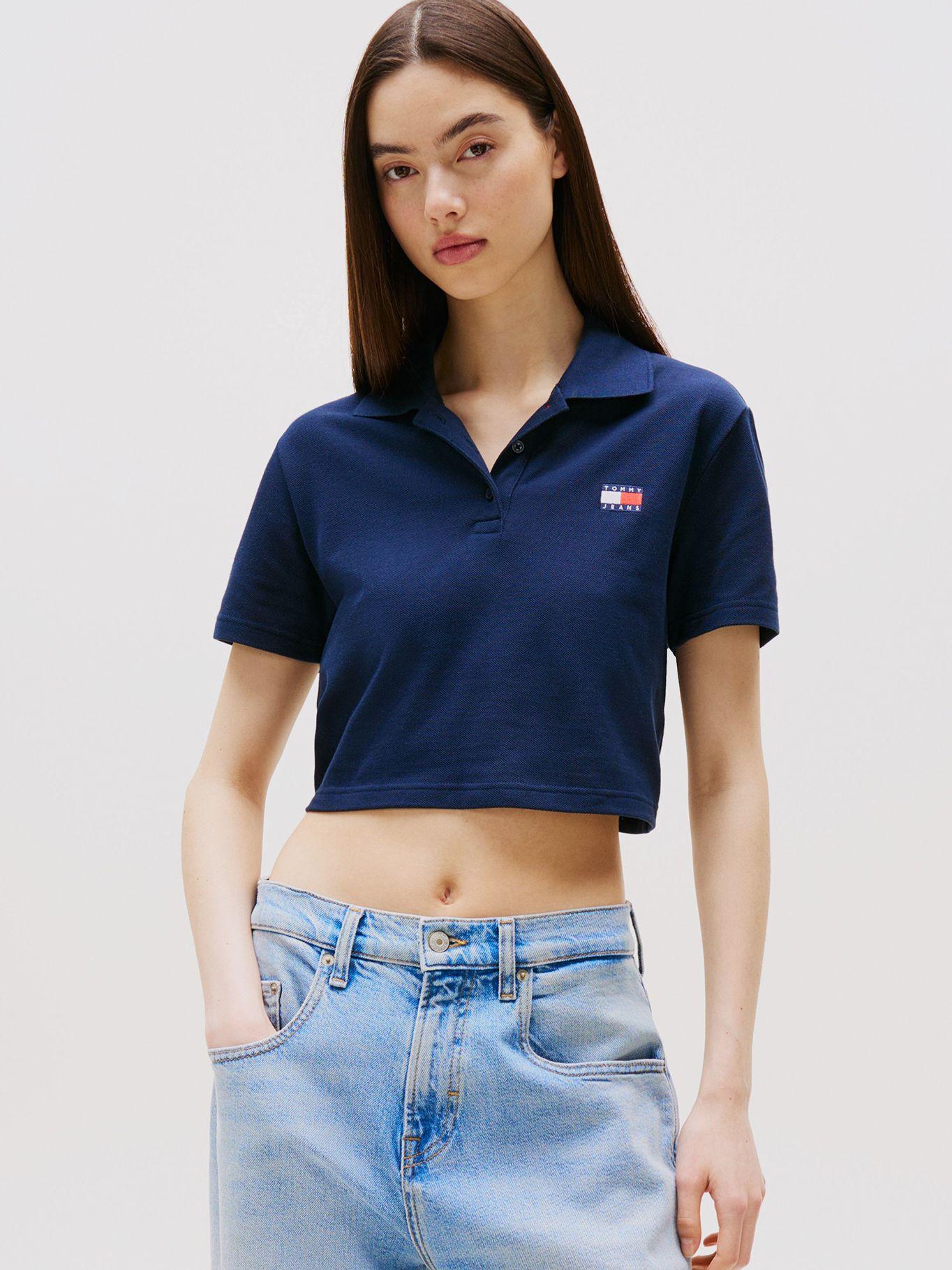 Polo Cropped Con Diseño De Rayas Azul Tommy Jeans-0