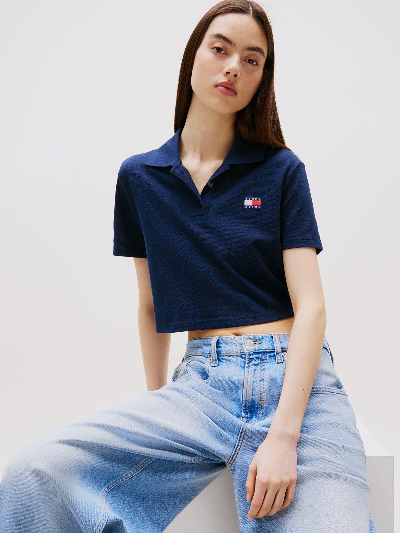 Polo Cropped Con Diseño De Rayas Azul Tommy Jeans-3
