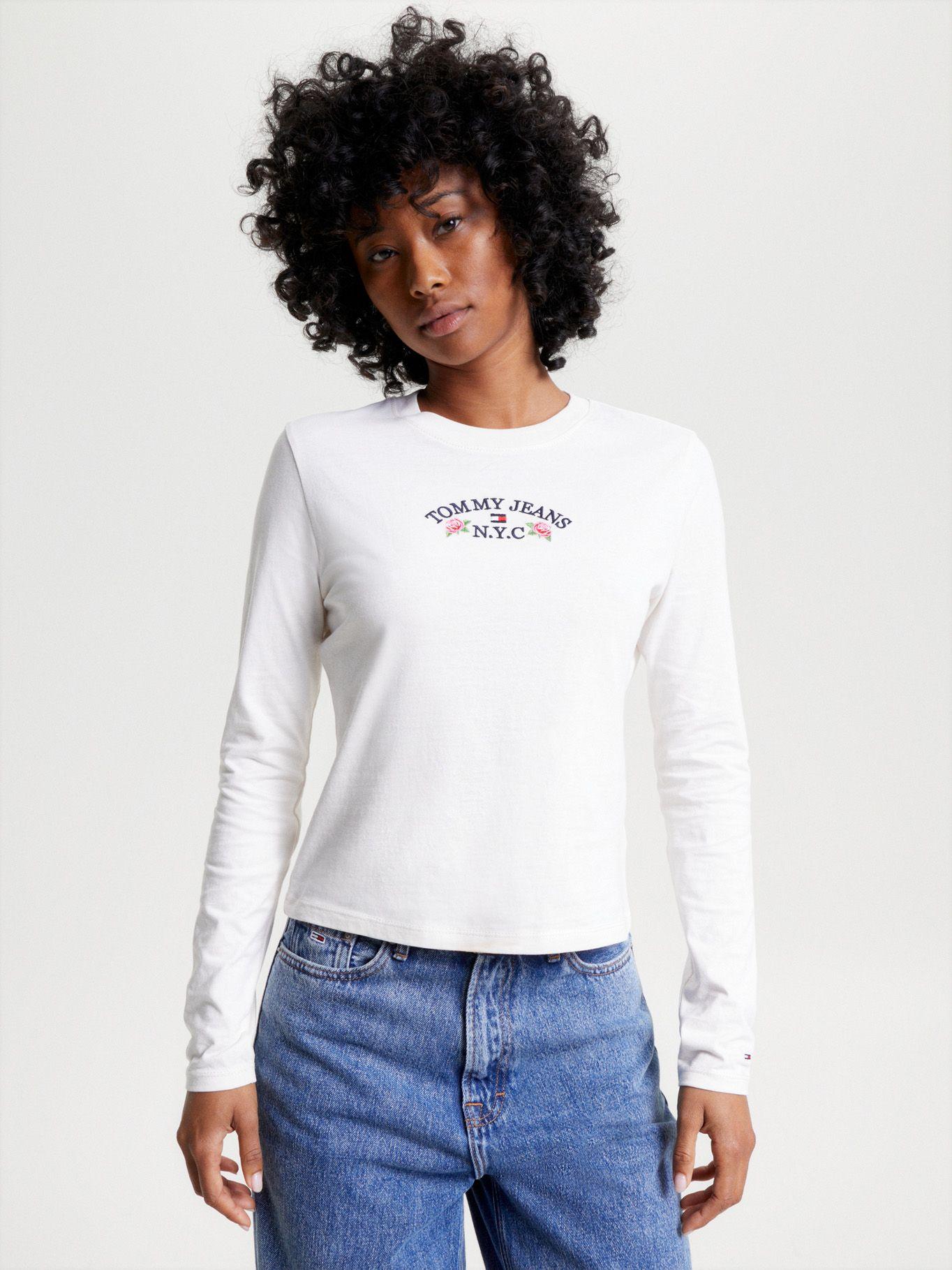 Polera Cropped Con Logo Floral Blanco Tommy Jeans-0