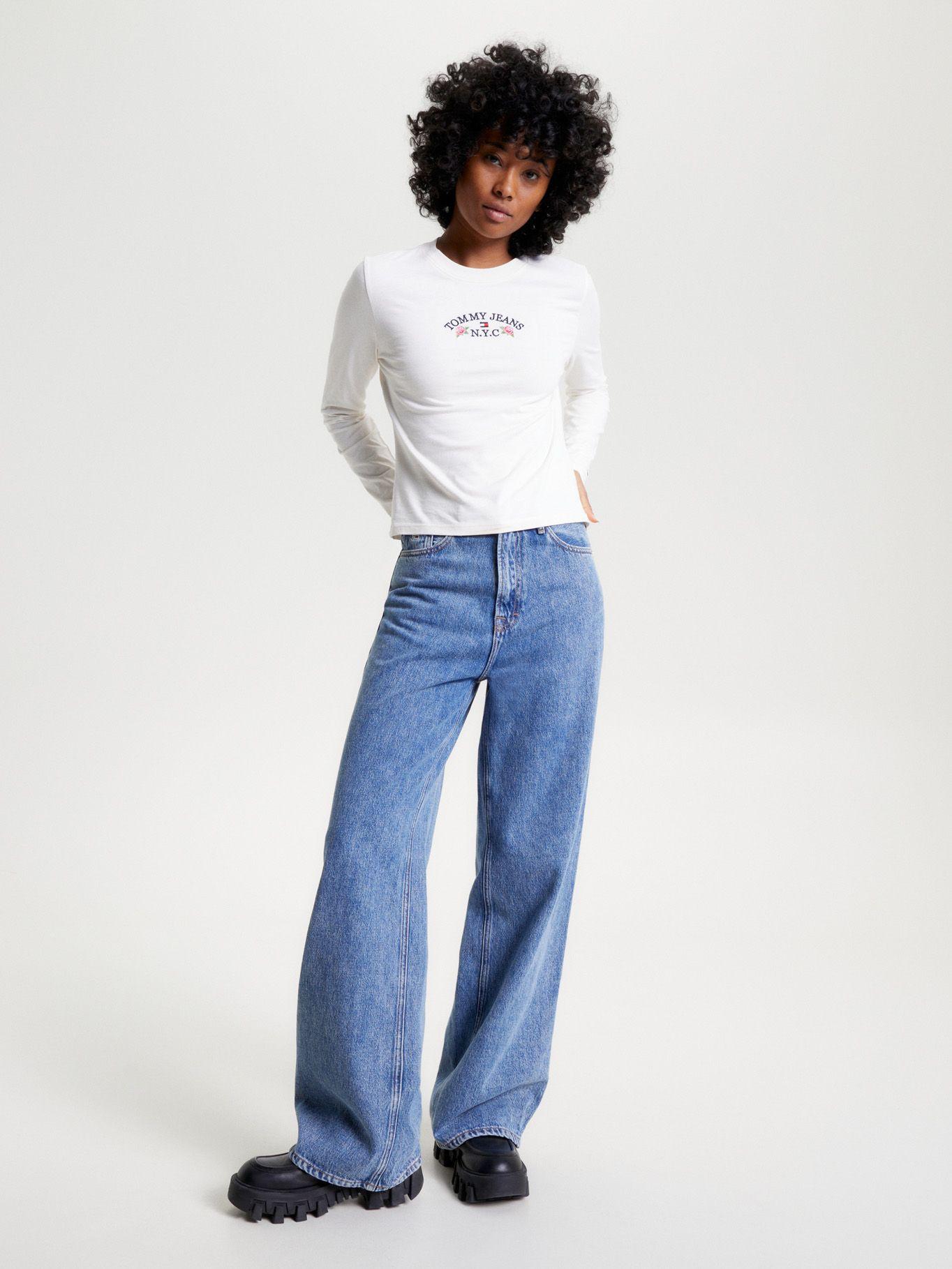 Polera Cropped Con Logo Floral Blanco Tommy Jeans-1