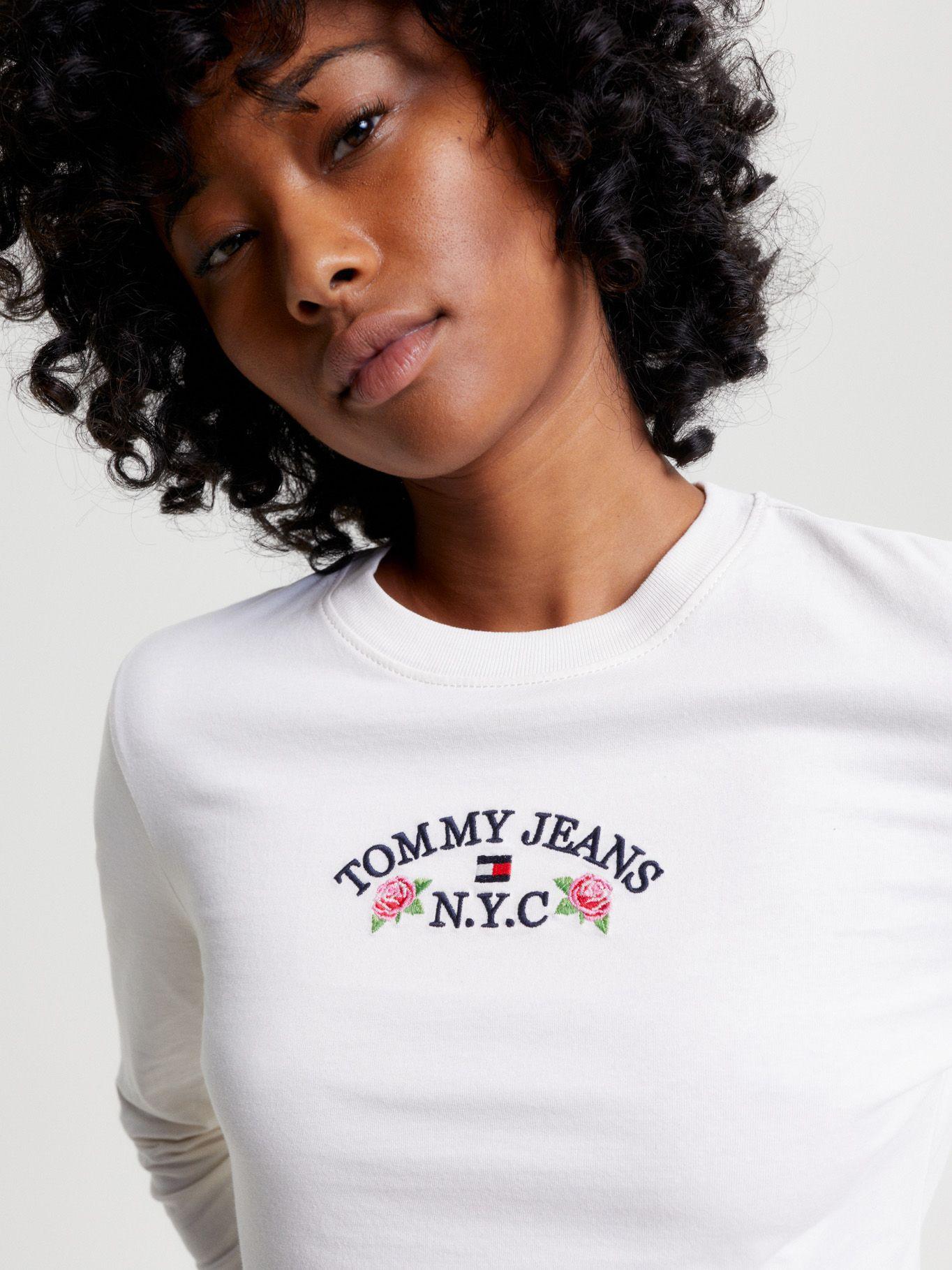 Polera Cropped Con Logo Floral Blanco Tommy Jeans-3