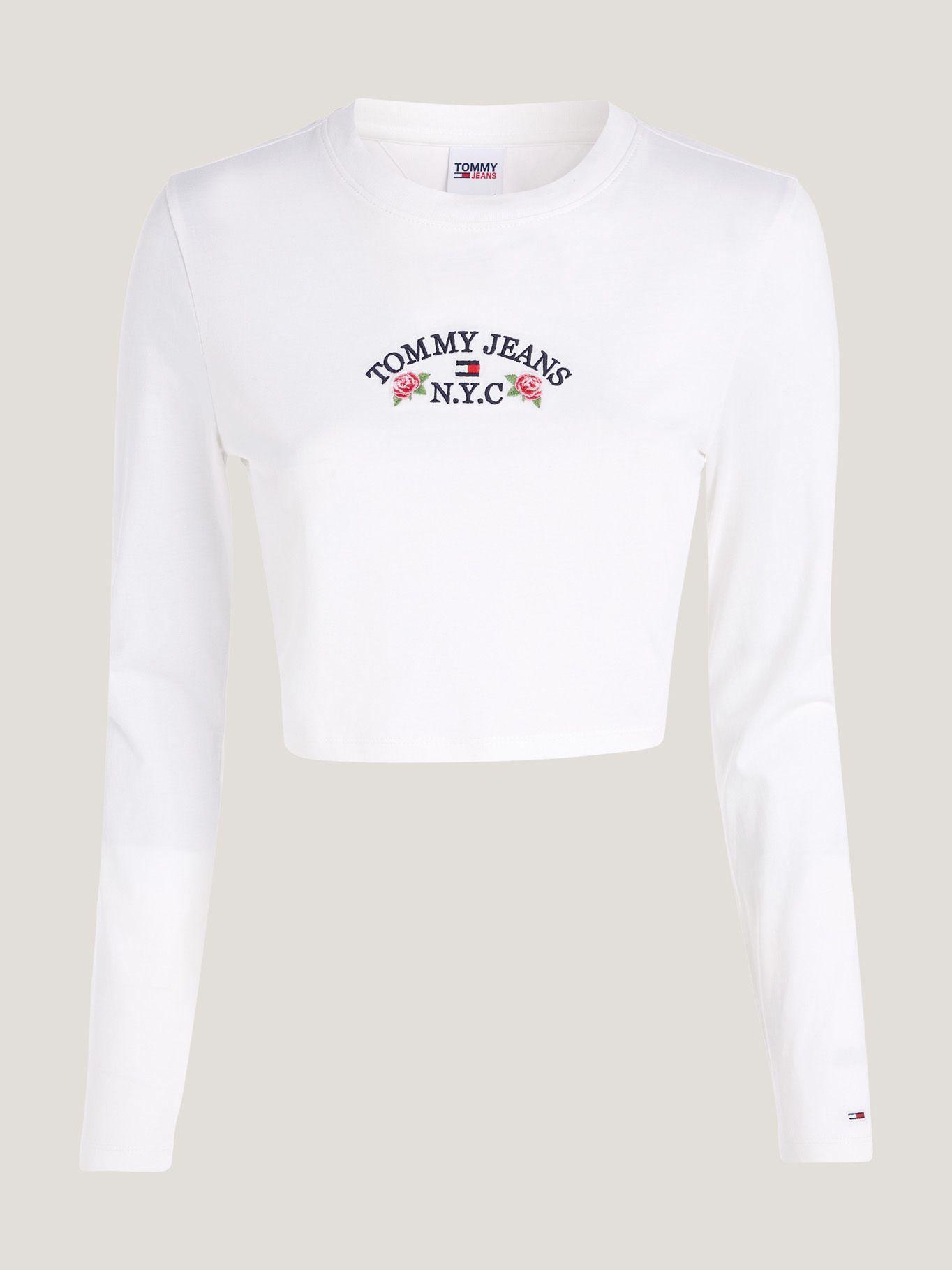 Polera Cropped Con Logo Floral Blanco Tommy Jeans-4