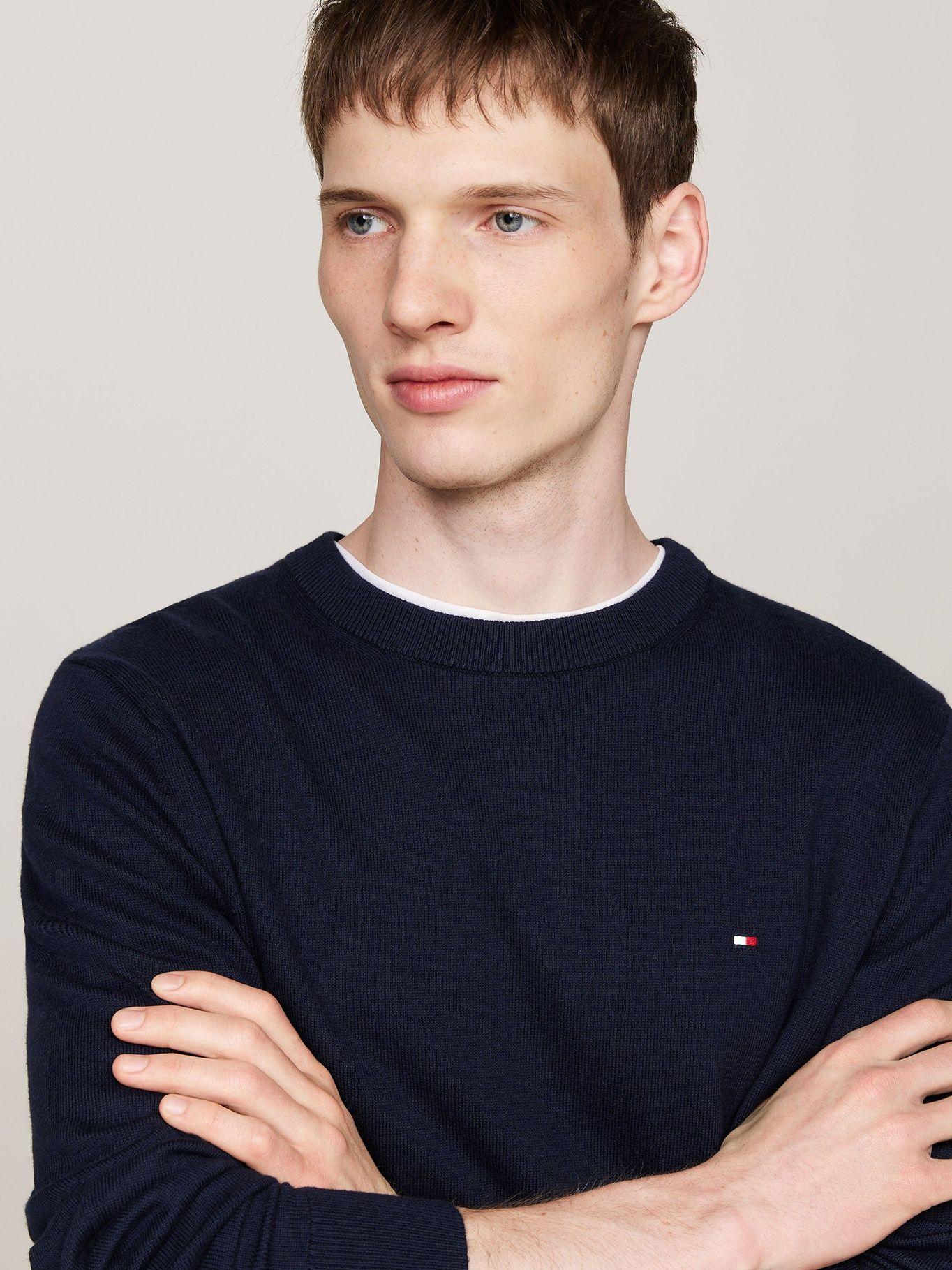 Sweater Pima Con Cachemira Con Logo Azul Tommy Hilfiger-3