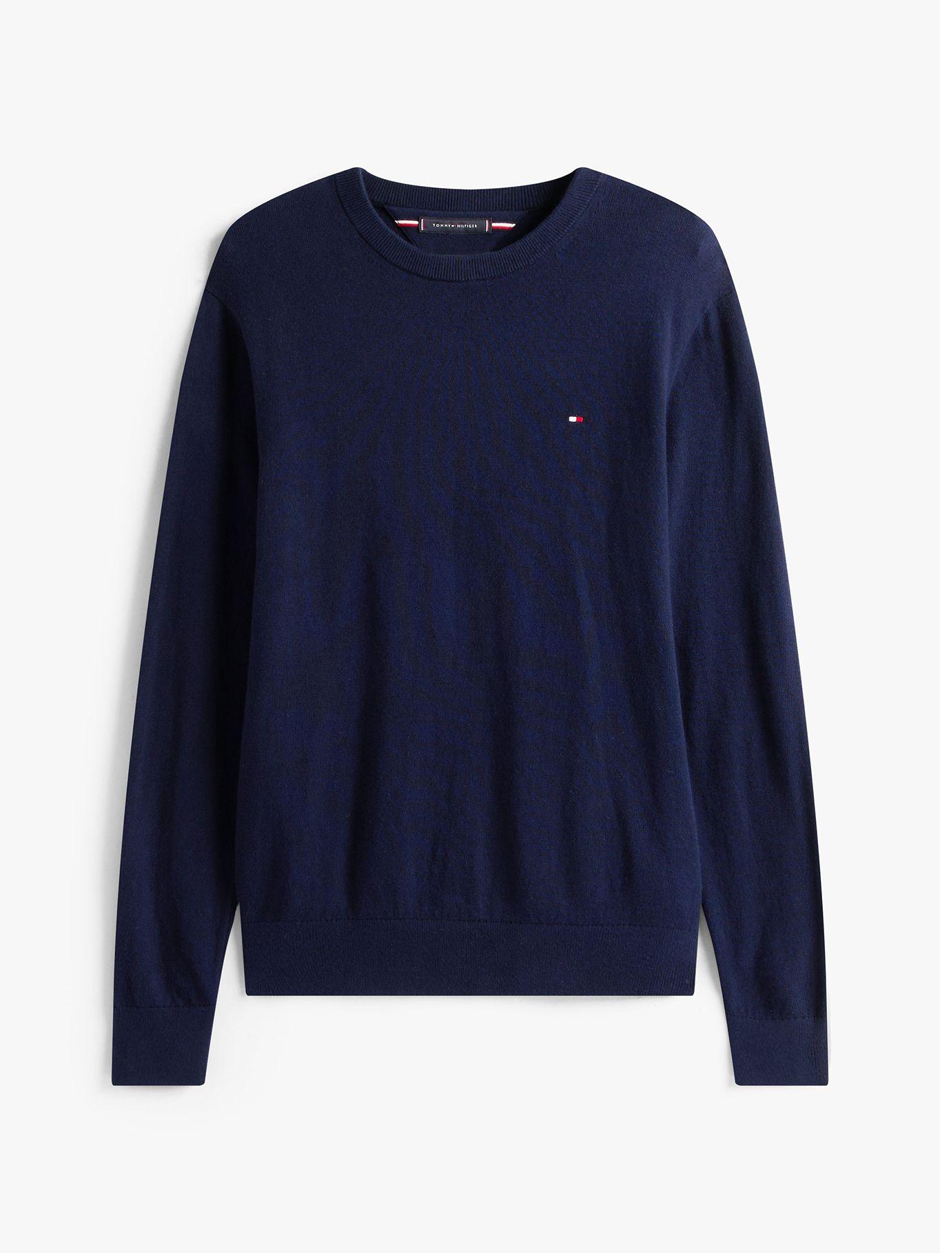 Sweater Pima Con Cachemira Con Logo Azul Tommy Hilfiger-4