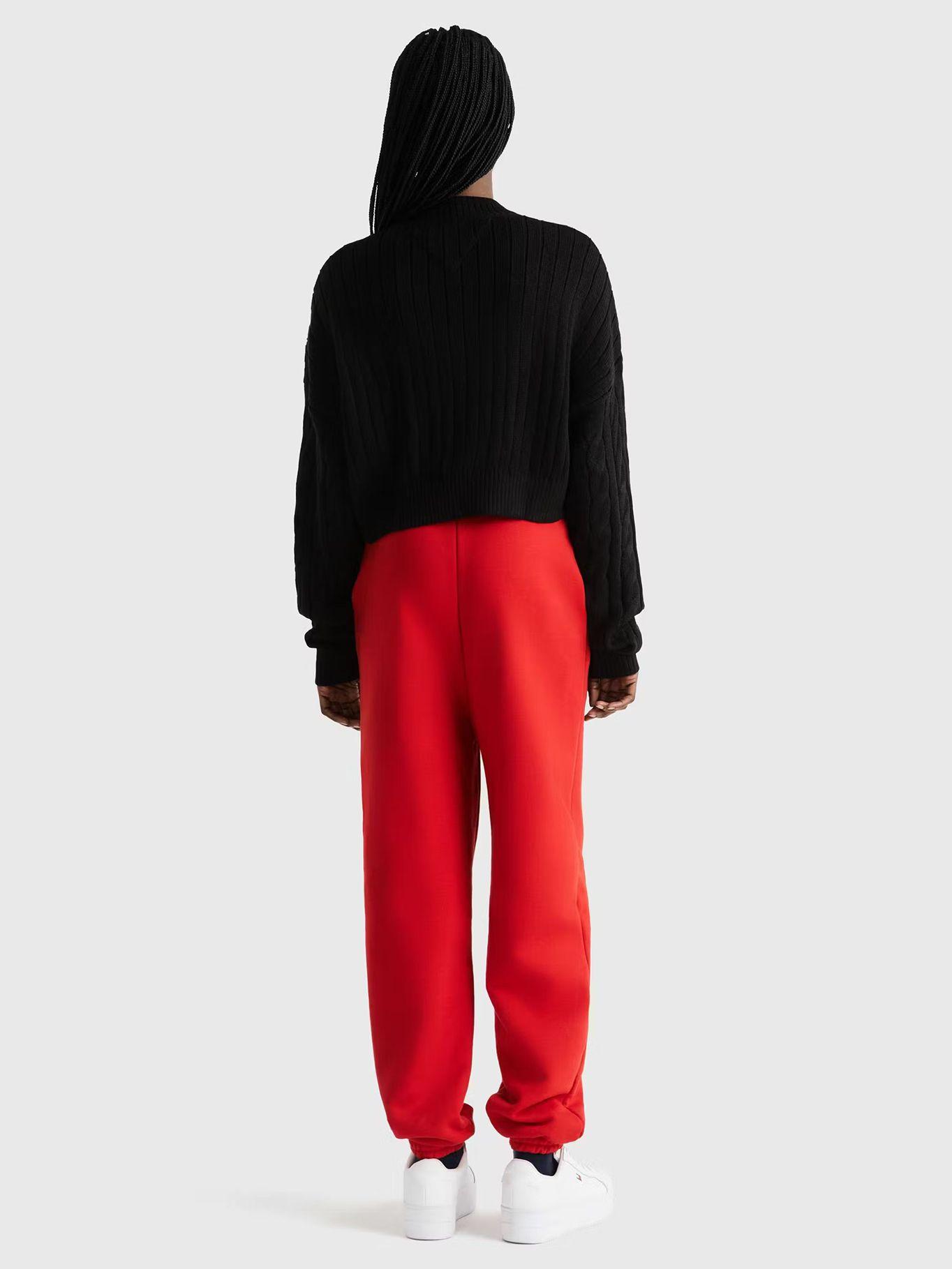 Sweater Cropped Trenzado Con Logo Negro Tommy Hilfiger-2
