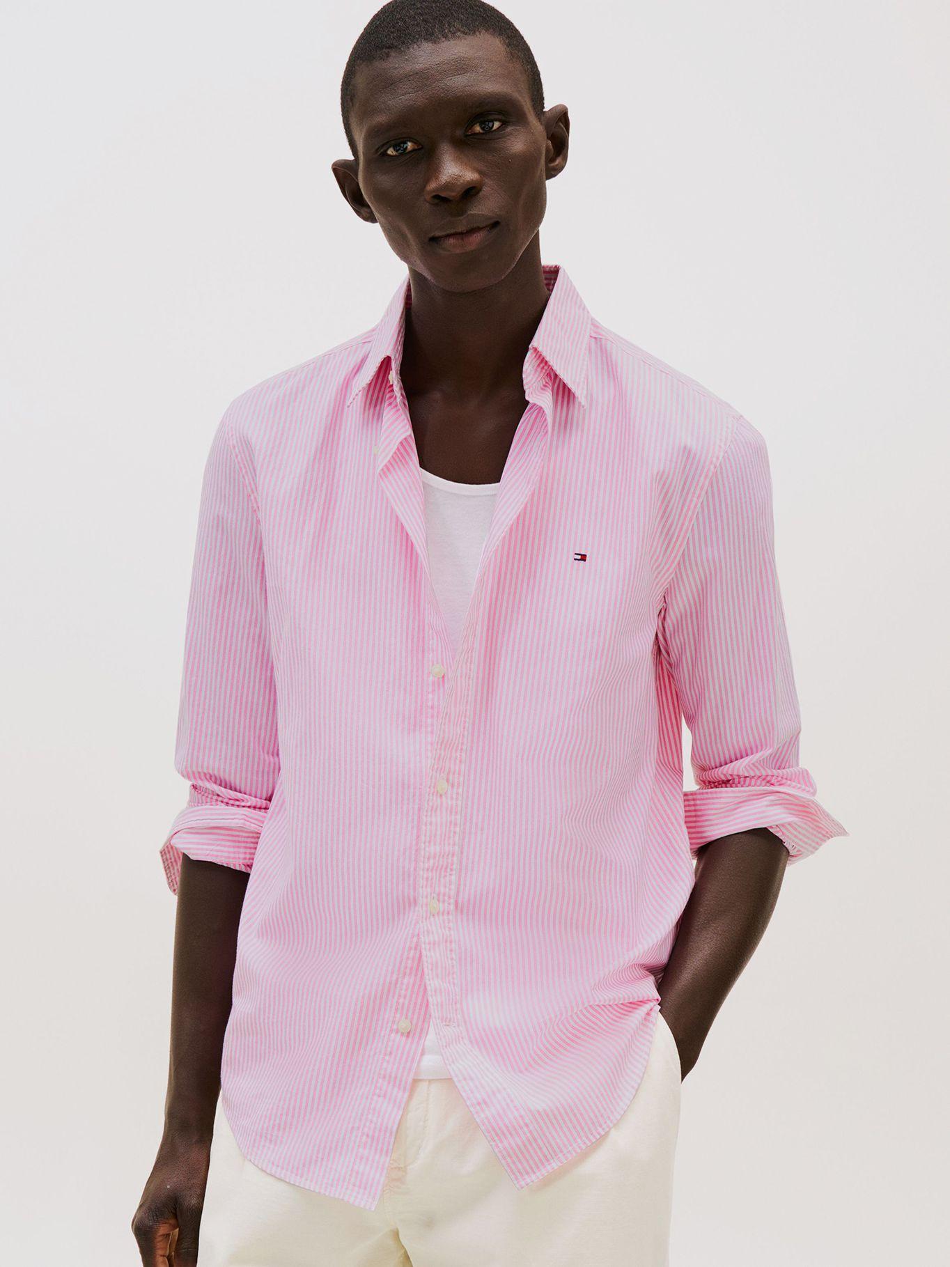 Camisa Flex Regular Fit A Rayas Rosado Tommy Hilfiger-0