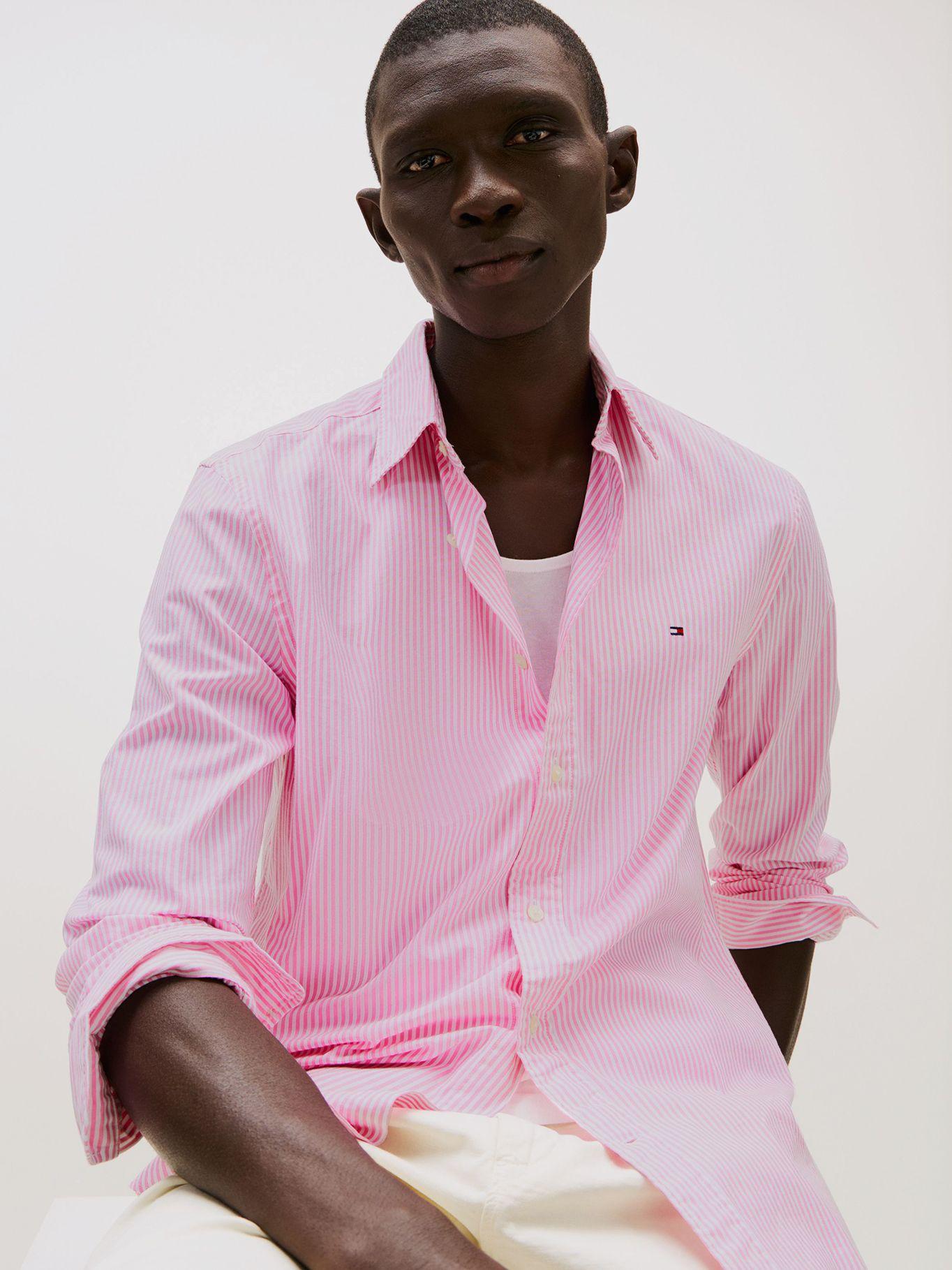 Camisa Flex Regular Fit A Rayas Rosado Tommy Hilfiger-3