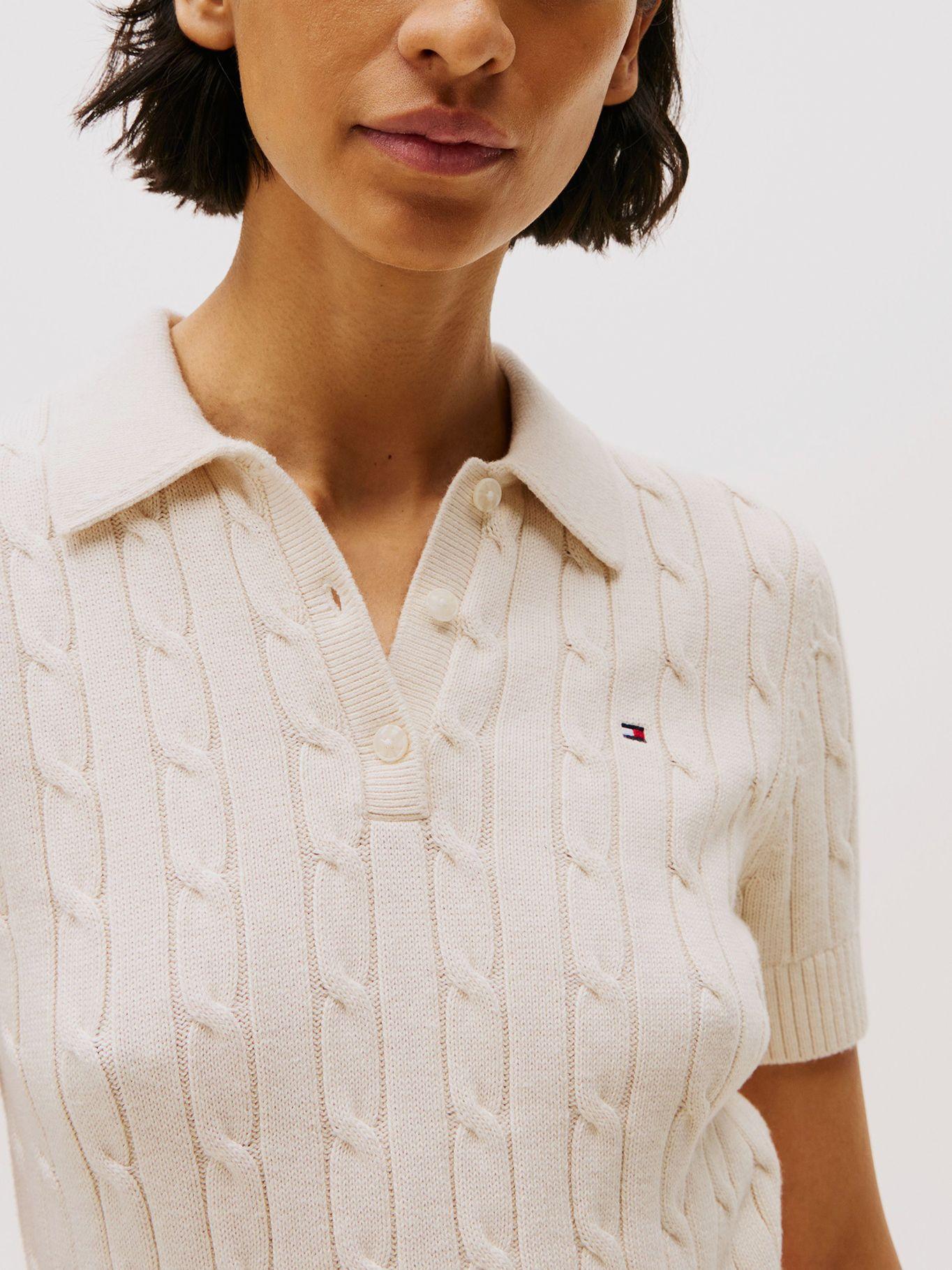 Sweater Cable Solid Blanco Tommy Hilfiger-3